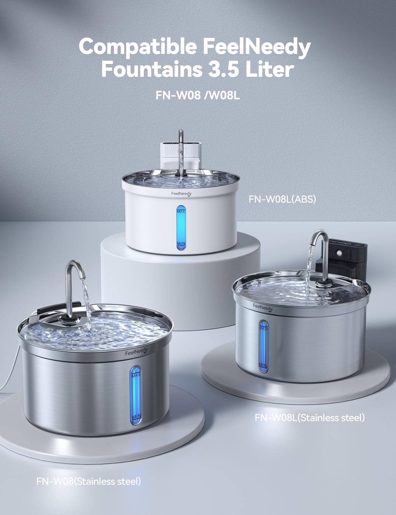 FEELNEEDY 6pcs Ersatzfilter+6pcs Wasserpumpenschwamm für Katzenbrunnen, gesunde und hygienische Filter für Haustier Wasserspender FN-W08/W08L (Ersatzfilter-Aktivkohle)