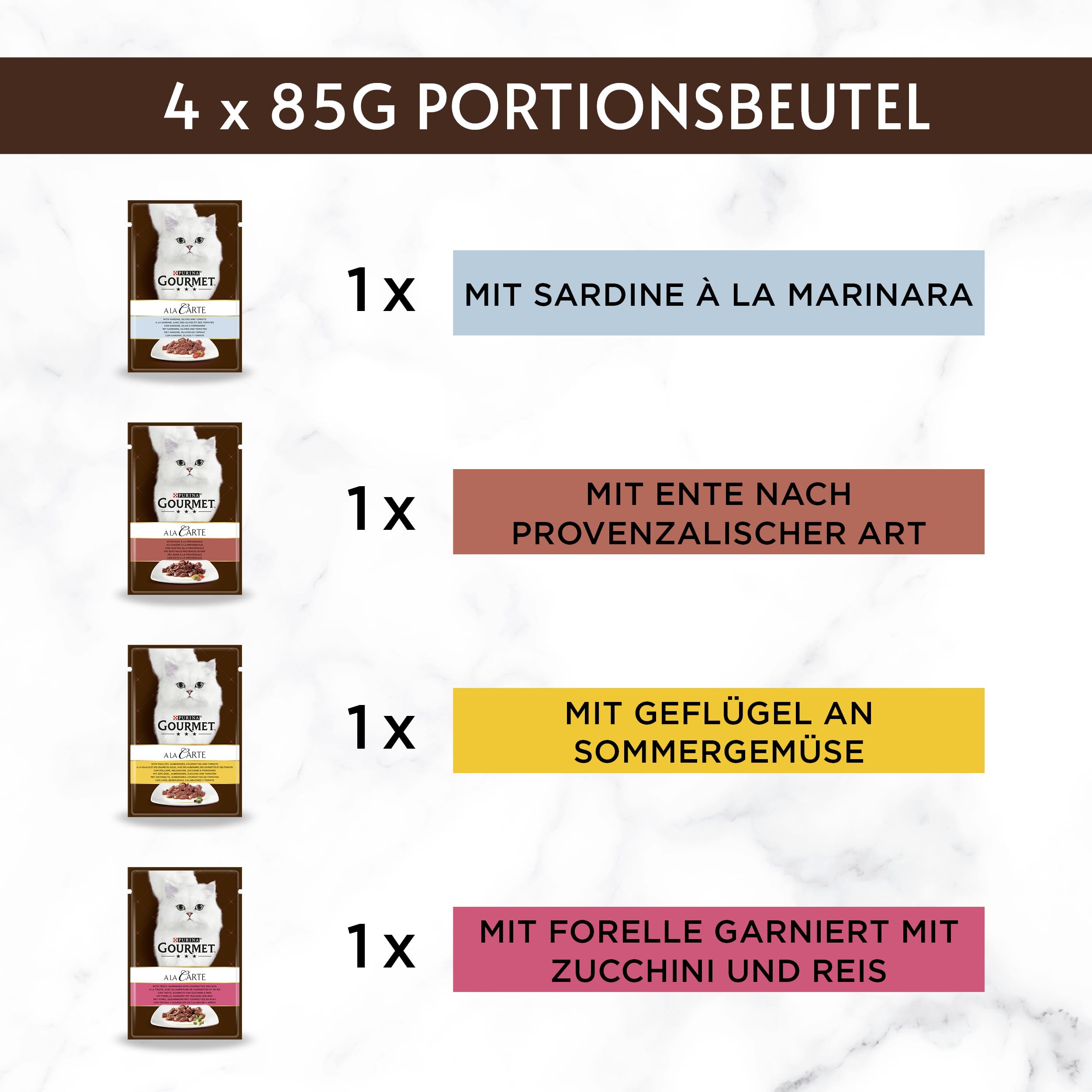 Gourmet A la Carte Katzenfutter nass, Sorten-Mix, 60er Pack (60 x 85g)