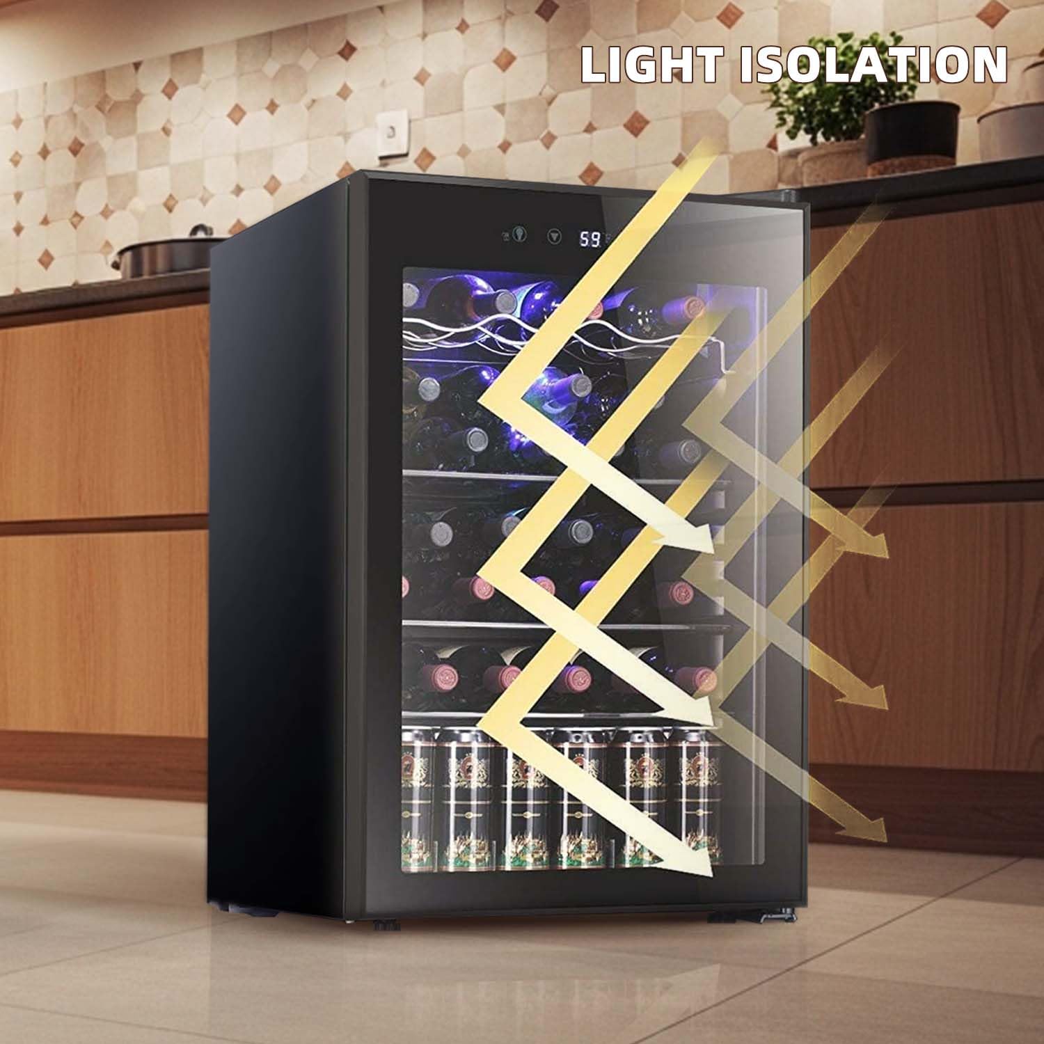 Antarctic Star Wine Cooler, Beverage Refrigerator, 16 Bottle Freestanding Quiet Wine Cellar Front Glass Door for Home and Bar, Digital Temp Control, 1.71 Cu.Ft.