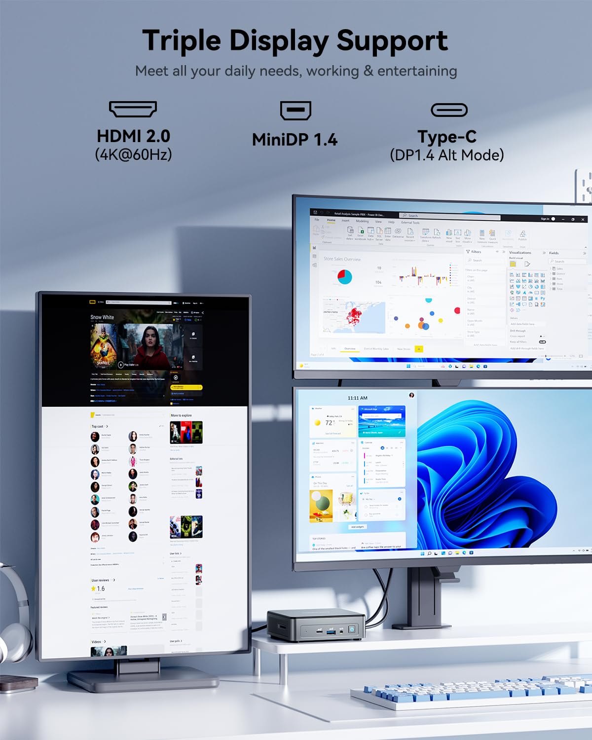 GEEKOM Air12 Mini PC for Business & WFH (2026), Intel 7505 (Up to 3.5GHz), 8GB RAM (Dual-Slot Upgradeable), 256GB M.2 SSD, 8K & Triple 4K Display, 3-Year Warranty, Windows 11 Pro Desktop Computer