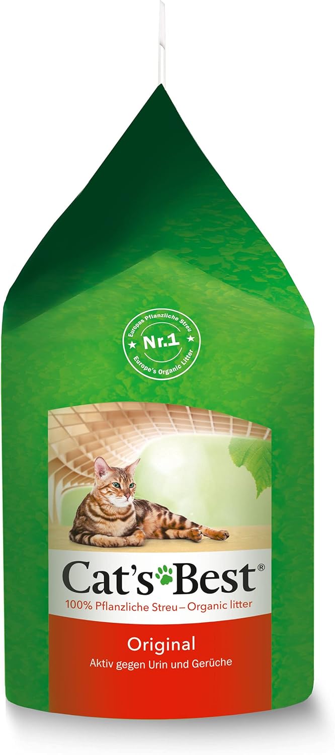 Cat’s Best Original Katzenstreu, 100% pflanzliches Katzenklumpstreu mit maximaler Saugfähigkeit – bekämpft Gerüche natürlich und aktiv, 8,6 kg/20 l (Verpackung kann variieren)