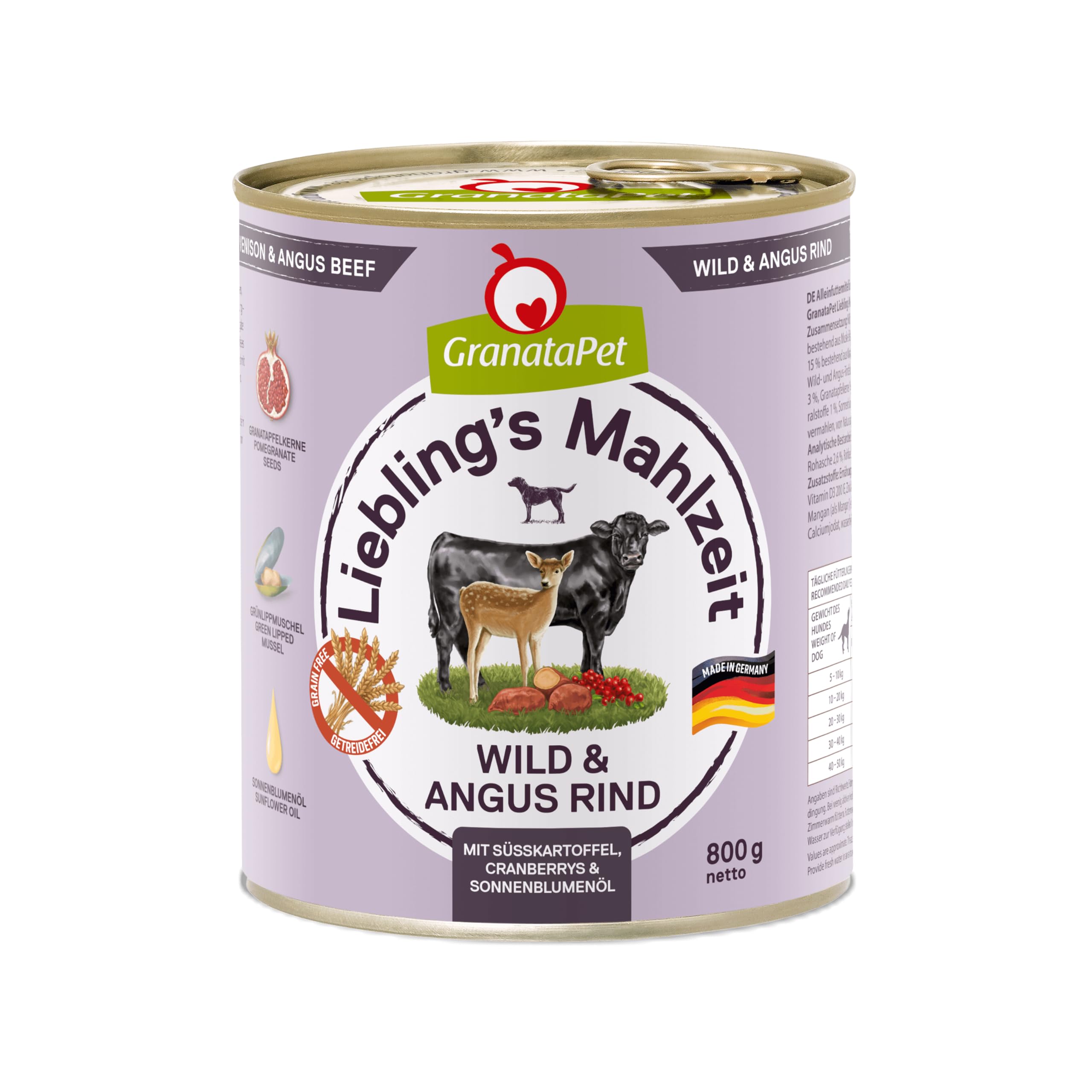 GranataPet Liebling's Mahlzeit Multipack 2, Nassfutter für Hunde im Probierpaket, Alleinfuttermittel ohne Getreide, Hundefutter mit hohem Fleischanteil & hochwertigen Ölen, 6 x 800 g