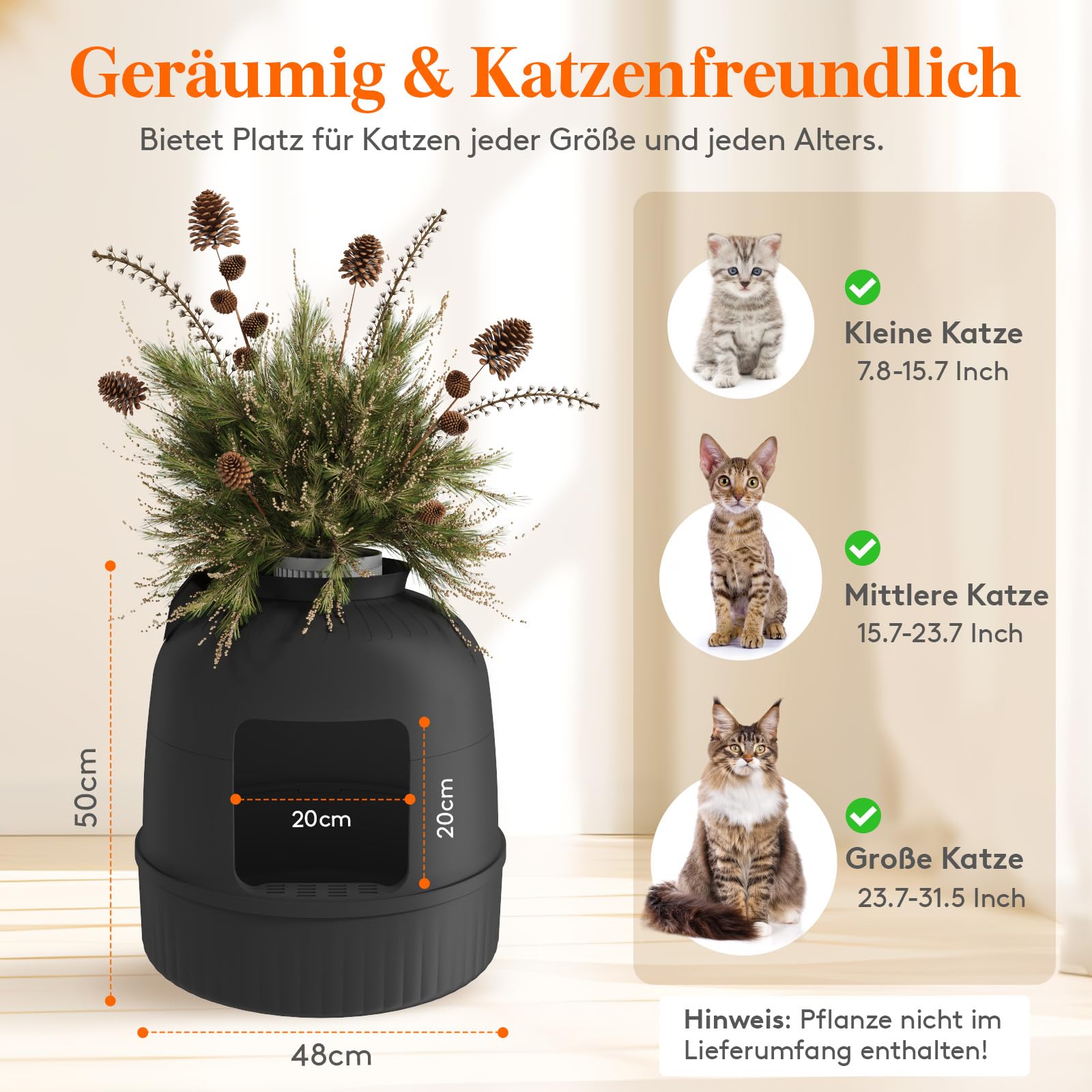Lifewit Katzenklo Blumentopf mit Pflanze & Schaufel, Katzenklo Versteckt, Katzentoilette XXL mit Geruchskontrolle & Kohlefilter, Wohnzimmer, Schlafzimmer, Ecke, Weiß