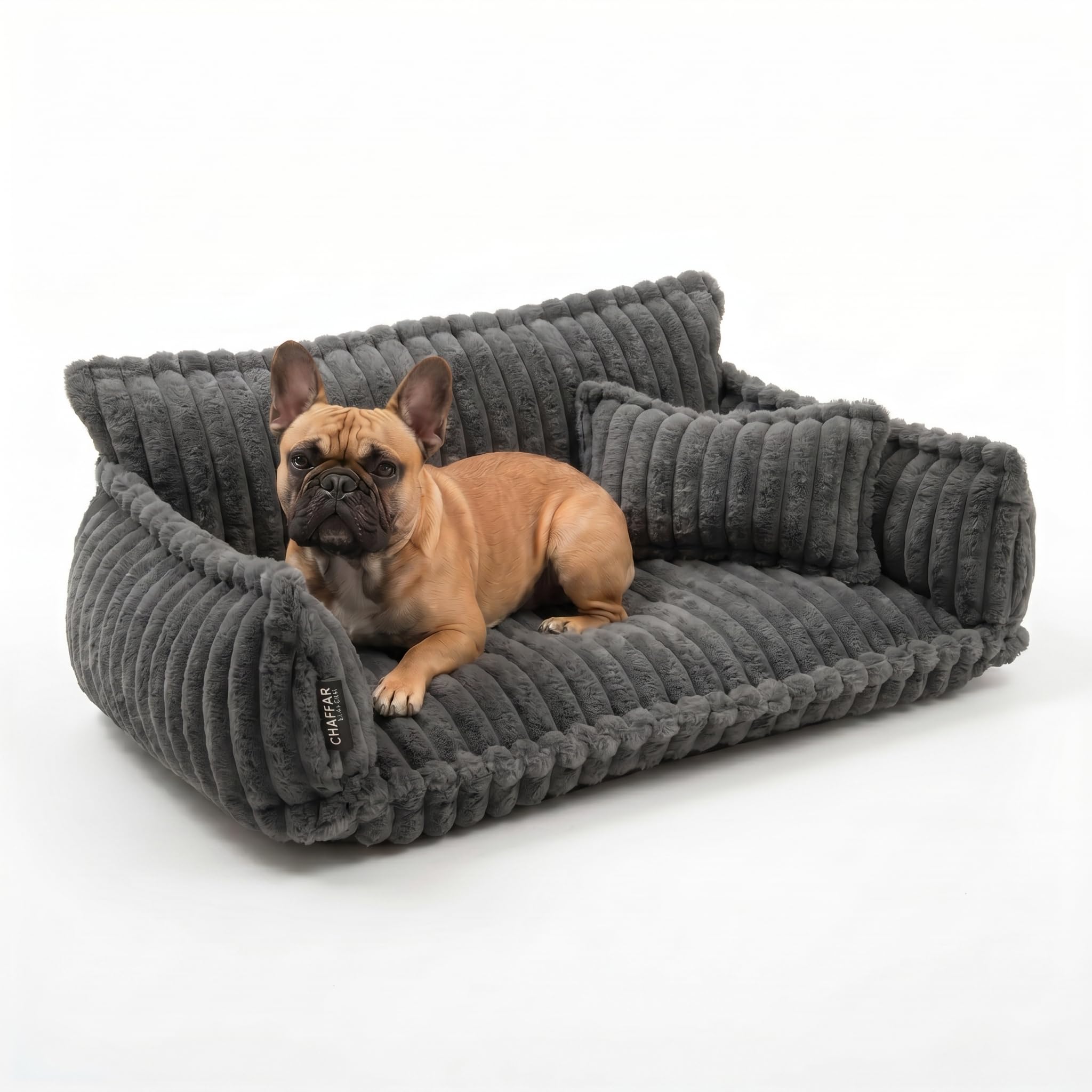 Katzensofa Chaffar | Katzenbett Hundebett Hundesofa | Orthopädische Matratze | Moderner Stil | Cord-Design Größen (Lichtgrau, M (80cm))