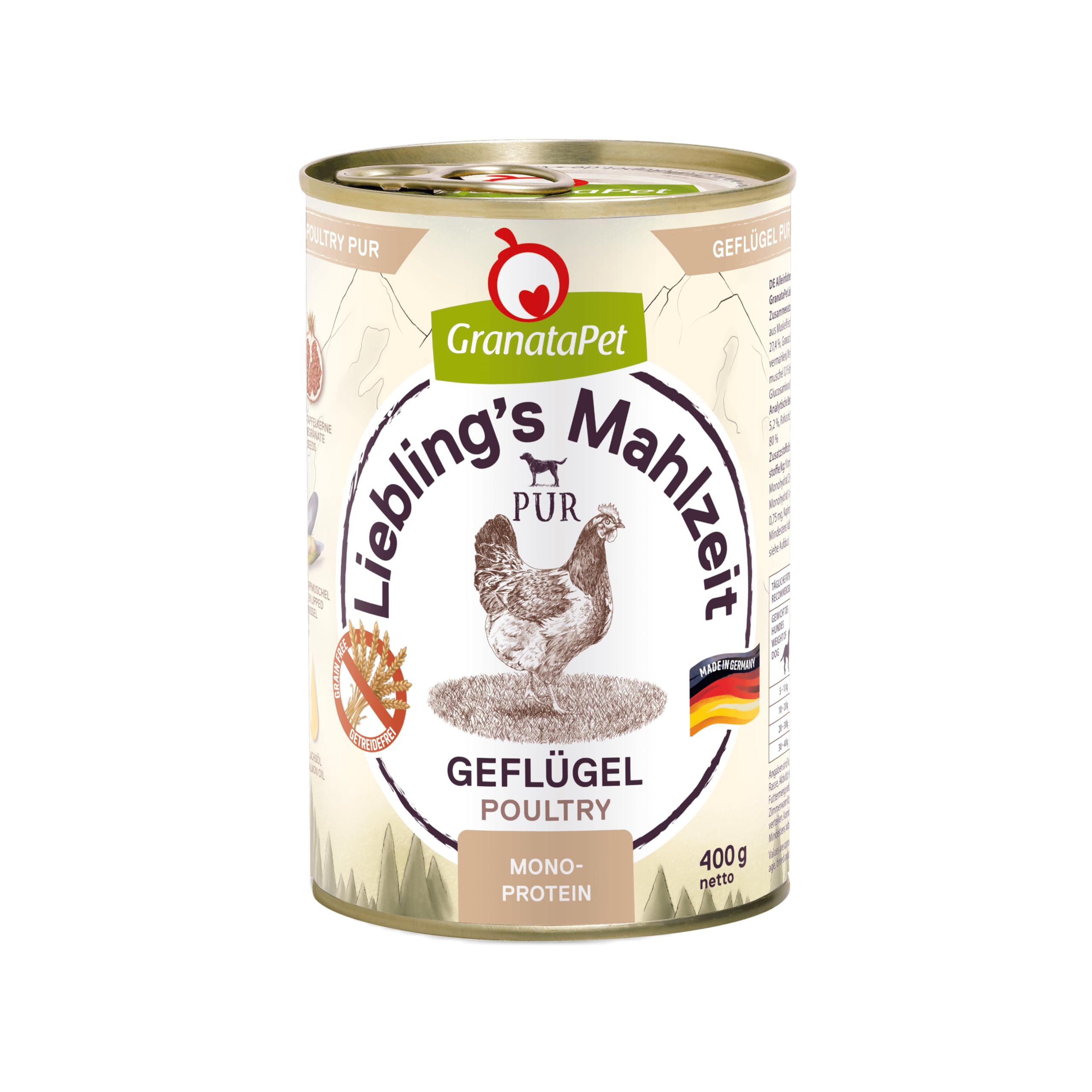 GranataPet Liebling's Mahlzeit Multipack 2, Nassfutter für Hunde im Probierpaket, Alleinfuttermittel ohne Getreide, Hundefutter mit hohem Fleischanteil & hochwertigen Ölen, 6 x 800 g