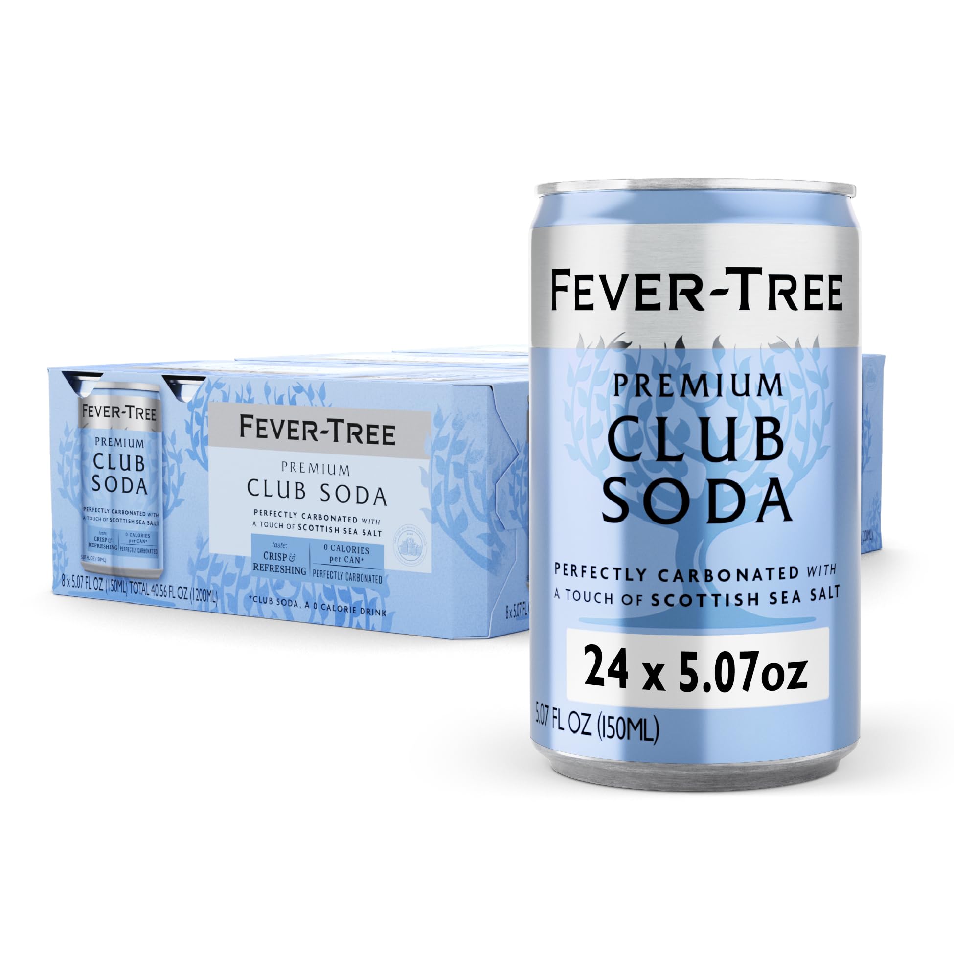 Fever Tree Club Soda Club Soda - Premium Quality Delicate with perfect carbonation - Refreshing Beverage for Cocktails & Mocktails. Naturally Sourced Ingredients, No Artificial Sweeteners or Colors - 5.07 Fl Oz (Pack of 24)(Packaging May Vary)