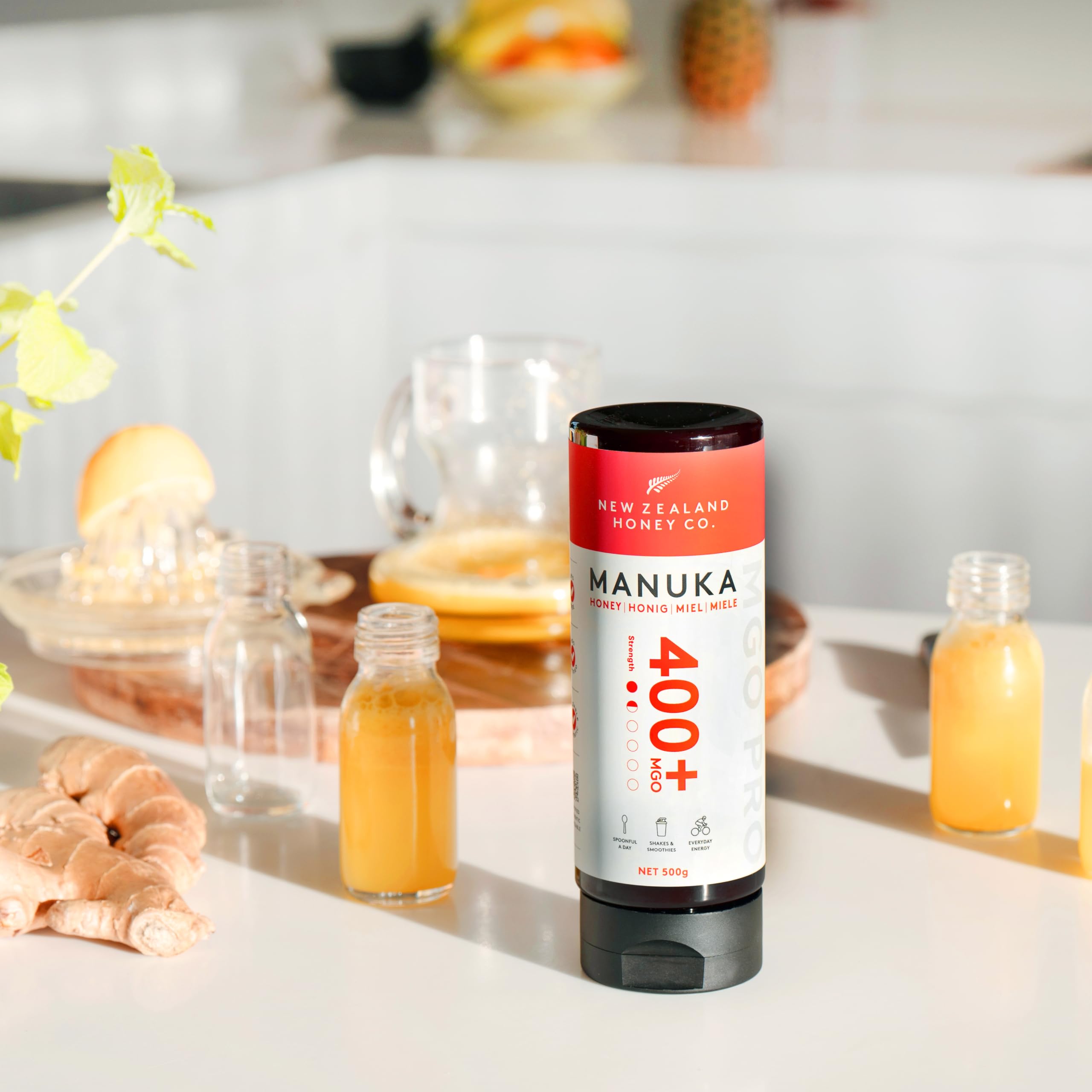 New Zealand Honey Co. Manuka Honig MGO 400+ | 500g Quetschflasche | Aktiv und Roh | Hergestellt in Neuseeland | Zertifiziertem Methylglyoxal Gehalt | 500g