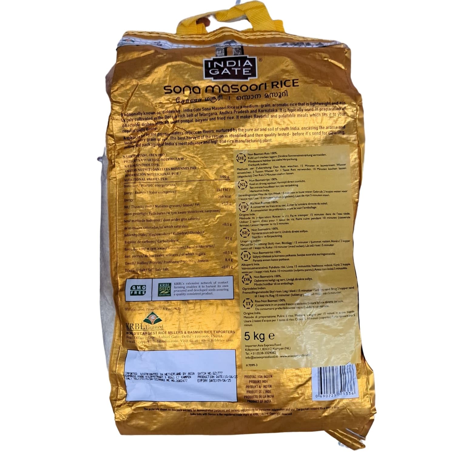 INDIA GATE Premium Basmati Reis – Feiner, aromatischer Langkornreis aus Indien, feines Langkorn (1 x 5 kg)