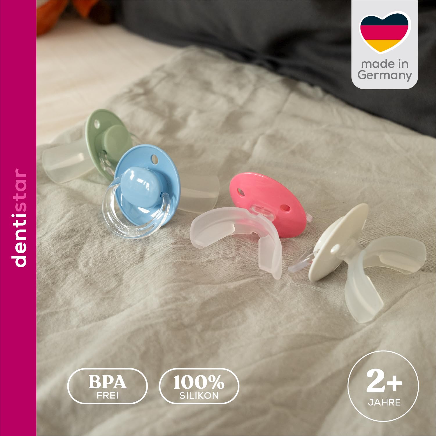 dentistar STOPPi Entwöhnungssauger – Entwöhnungsschnuller aus Silikon für Kinder ab 24 Monate – Der Schnuller zum Abgewöhnen für Kleinkinder – BPA-frei – Made in Germany – Rosarot