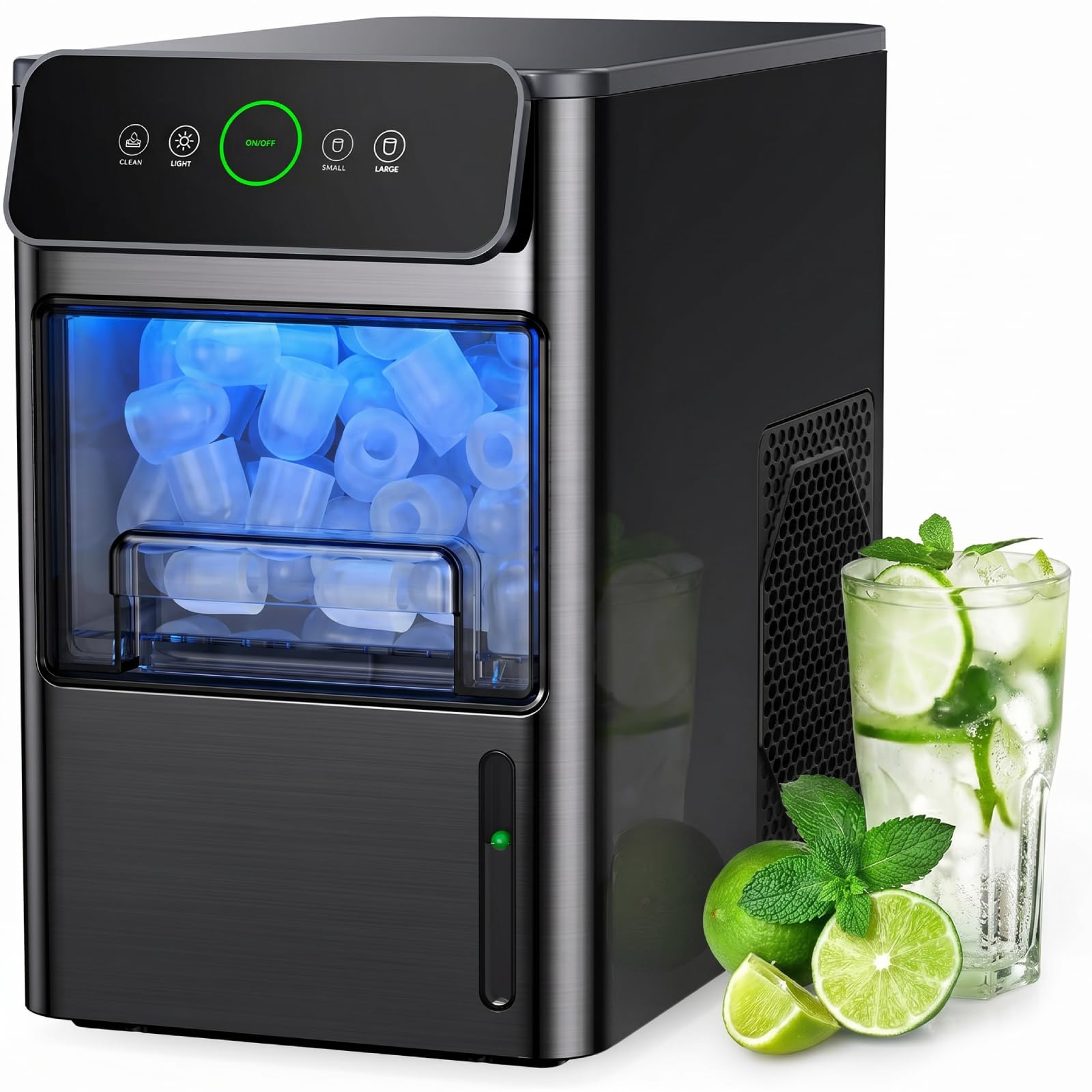 Silonn Ice Maker Countertop, Portable Ice Machine with Carry Handle, Self-Cleaning Ice Makers with Basket and Scoop, 9 Cubes in 6 Mins, 26 lbs per Day, Ideal for Home, Kitchen, Camping, RV