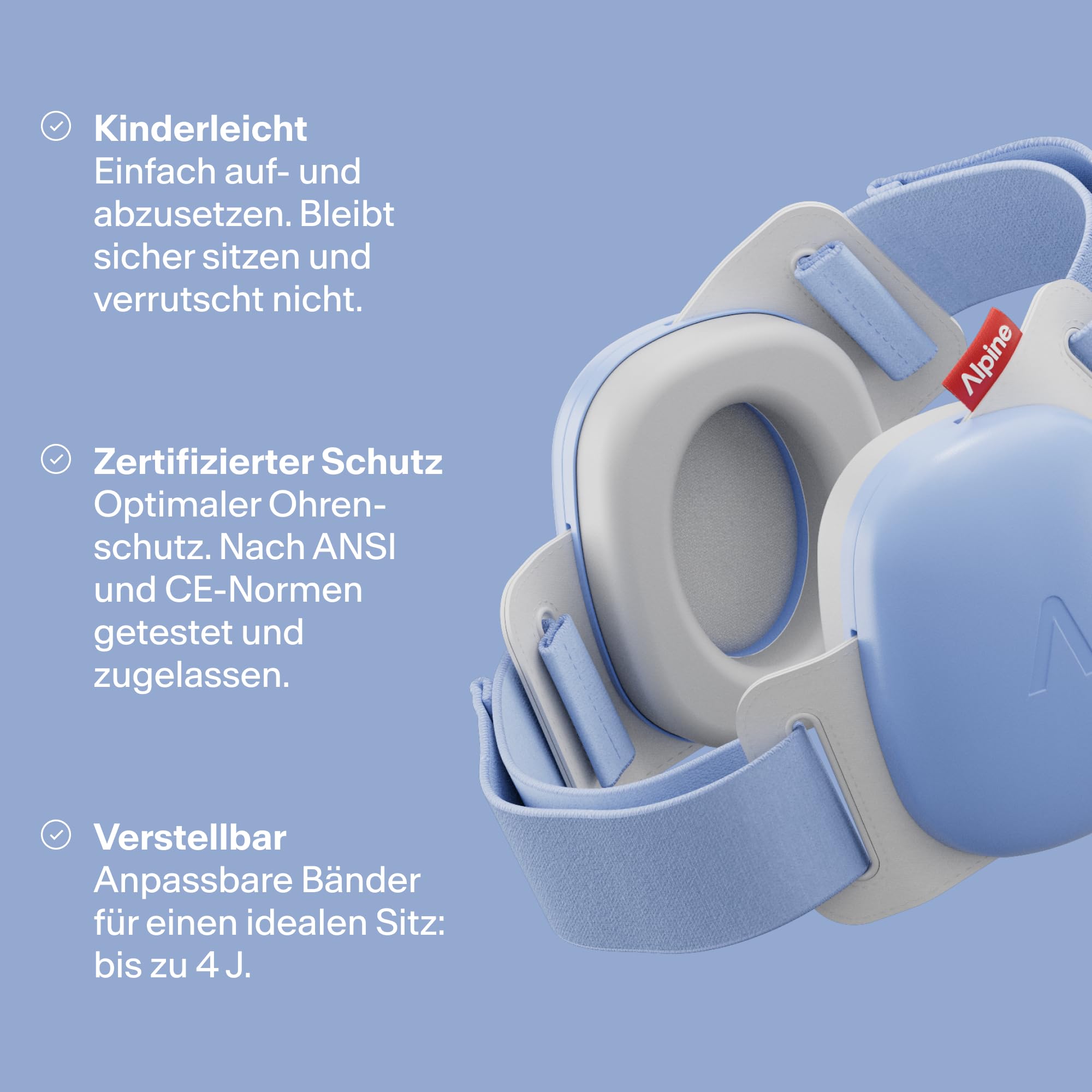 Alpine Muffy Baby Classic - Gehörschutz für Babys - Verstellbares ANTI-SLIP-Kopfband bis 48 Monate - In Deutschland auf Sicherheit getestet - Lärmschutz Kopfhörer verhindert Gehörschäden, Schwarz