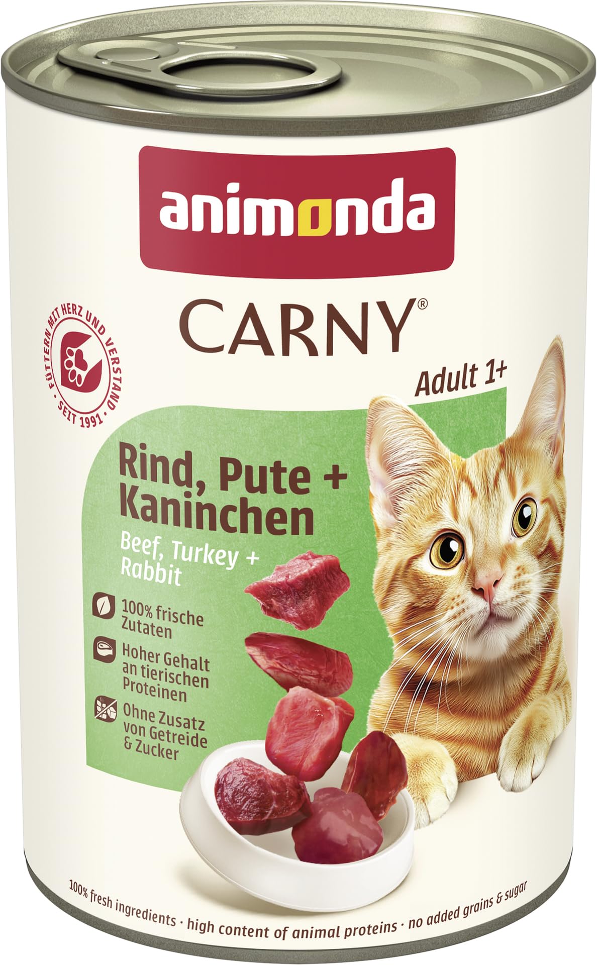 animonda Carny Adult Huhn + Lachs (6 x 400 g), Katzennassfutter für ausgewachsene Katzen, Nassfutter mit 100 % frischen, fleischlichen Zutaten, Katzenfutter ohne Getreide und Zucker