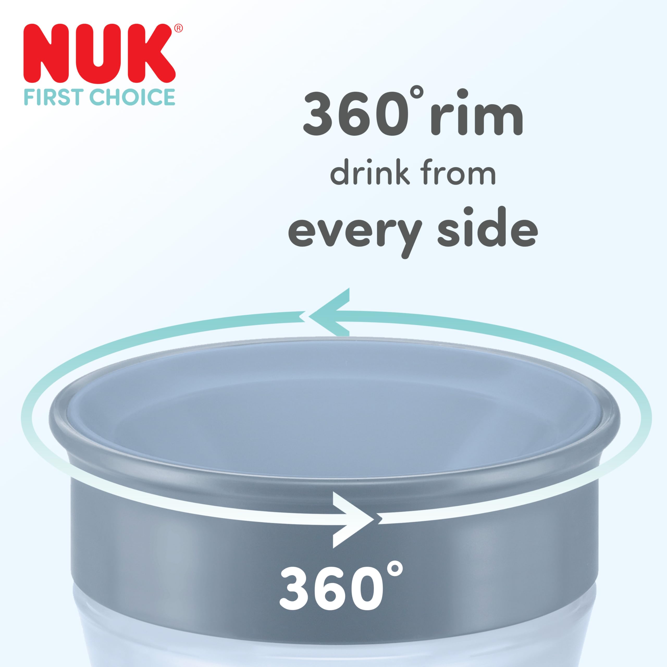 NUK Magic Cup Trinklernbecher | 8+ Monate | 230 ml | auslaufsicherer 360°-Trinkrand | BPA-frei | blauer Igel