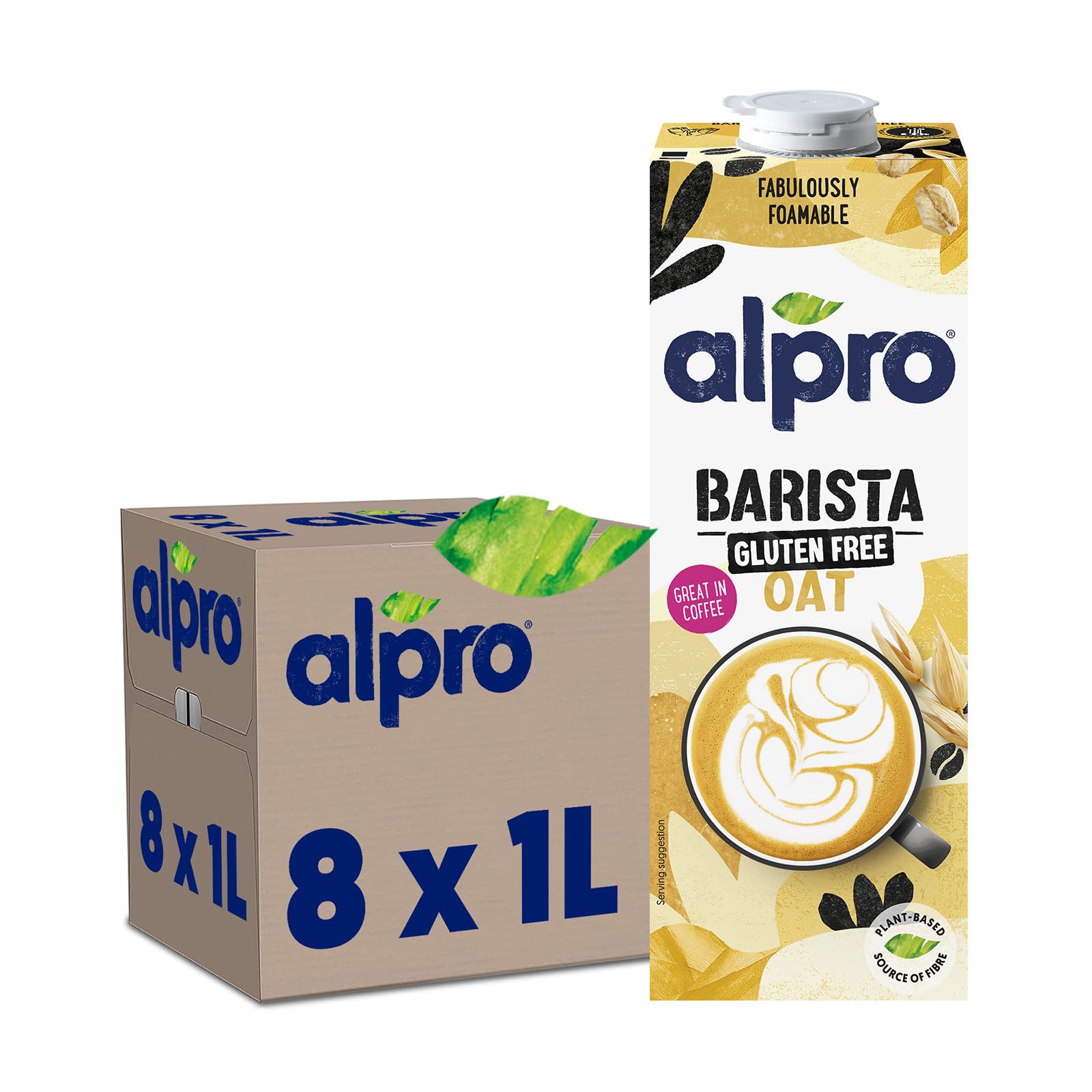 Alpro Barista Kokos – Zum Aufschäumen – 100 Prozent pflanzlich, vegan und milchfrei – Von Natur aus laktosefrei – Reich an Calcium und Vitaminen – 8 x 1 L