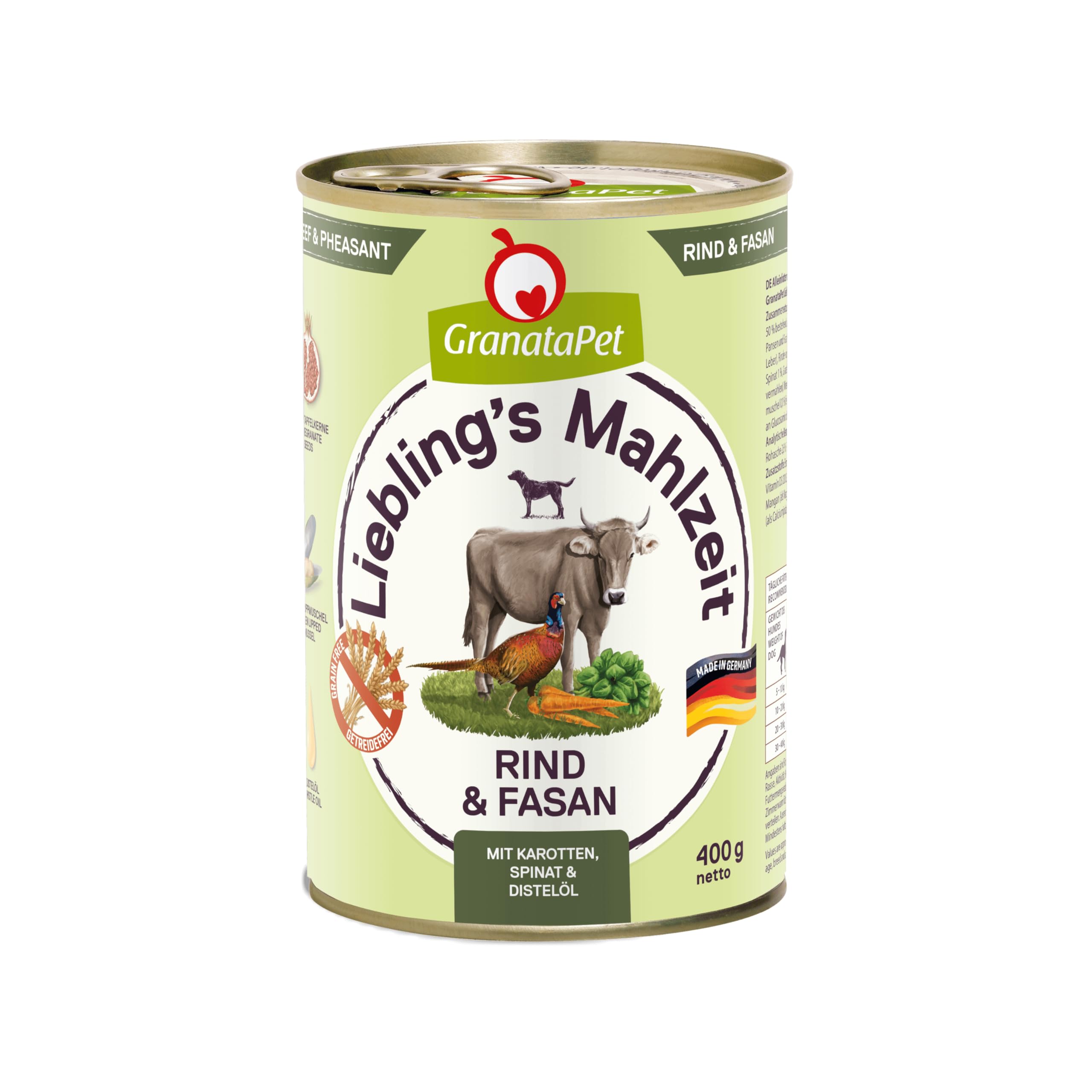 GranataPet Liebling's Mahlzeit Multipack 2, Nassfutter für Hunde im Probierpaket, Alleinfuttermittel ohne Getreide, Hundefutter mit hohem Fleischanteil & hochwertigen Ölen, 6 x 800 g