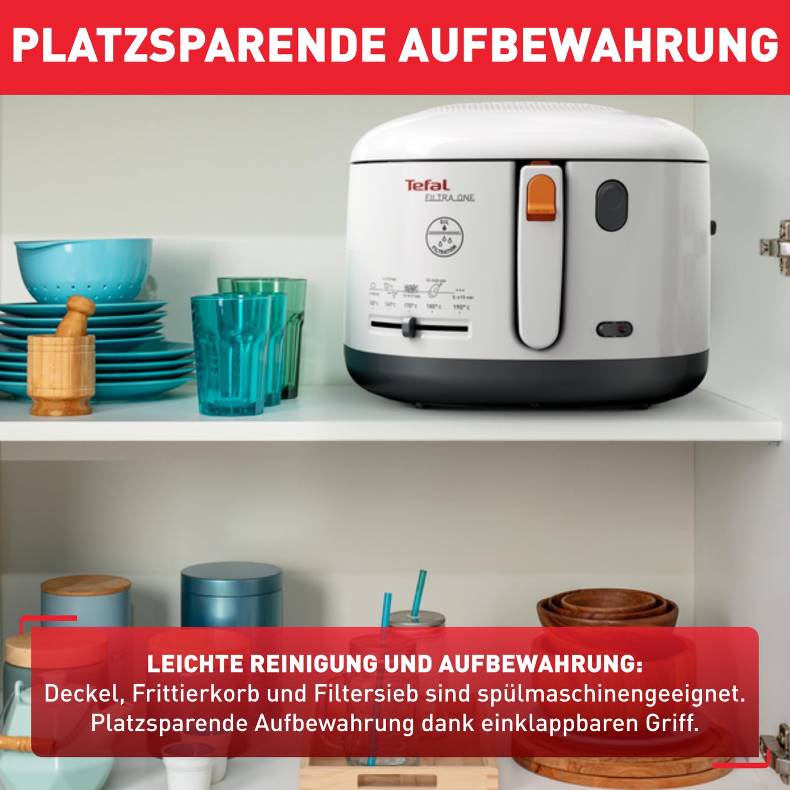 Tefal Oleoclean Pro Fritteuse 3,5L für knusprige Pommes, 2300W Edelstahl Friteuse mit Öl-Filterung, Herausnehmbarer Ölbehälter 1,2kg, Timer & Thermostat, Spülmaschinenfest, Schwarz/Edelstahl