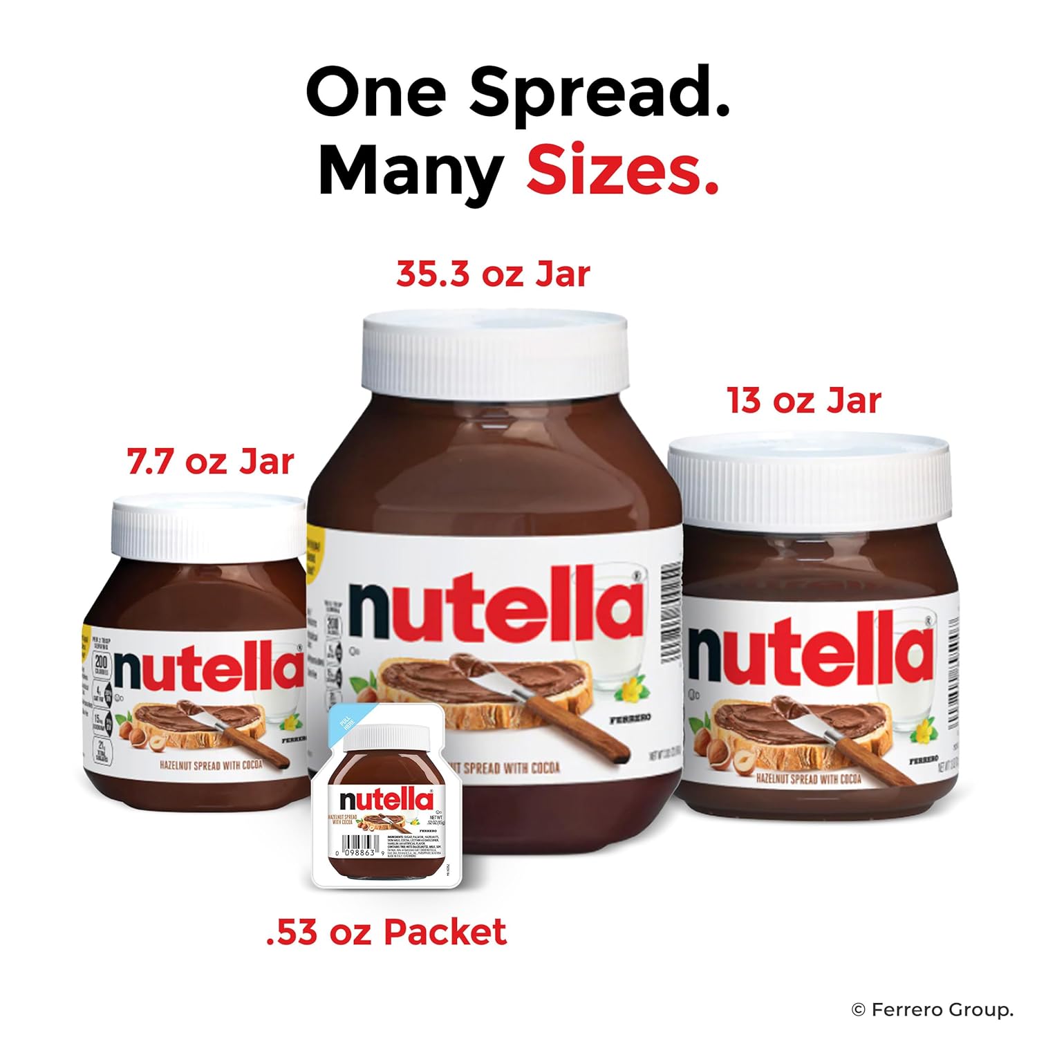 Nutella Hazelnut Spread with Cocoa for Breakfast, Bulk 120 Pack Mini Cups, 0.52 oz Each, Holiday Baking and Desserts