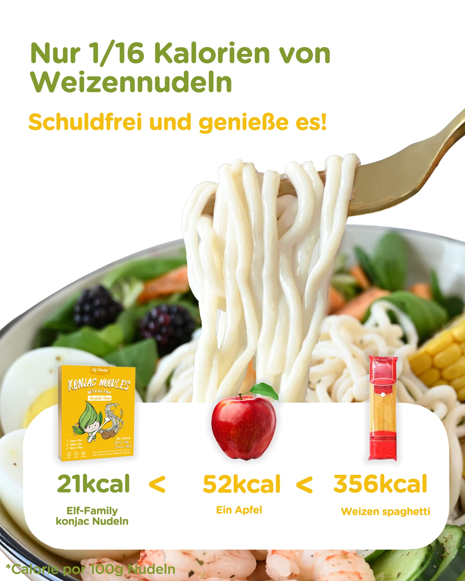 Premium Konjak Nudeln aus Thailand Vegan Glutenfrei-240gx 6er Box(12 pack), Elf-Family Shirataki Nudeln Instant Nudeln Pasta/Keto/Low Carb/Kalorienarme/Zuckerfrei -Spaghetti & Fettuccine
