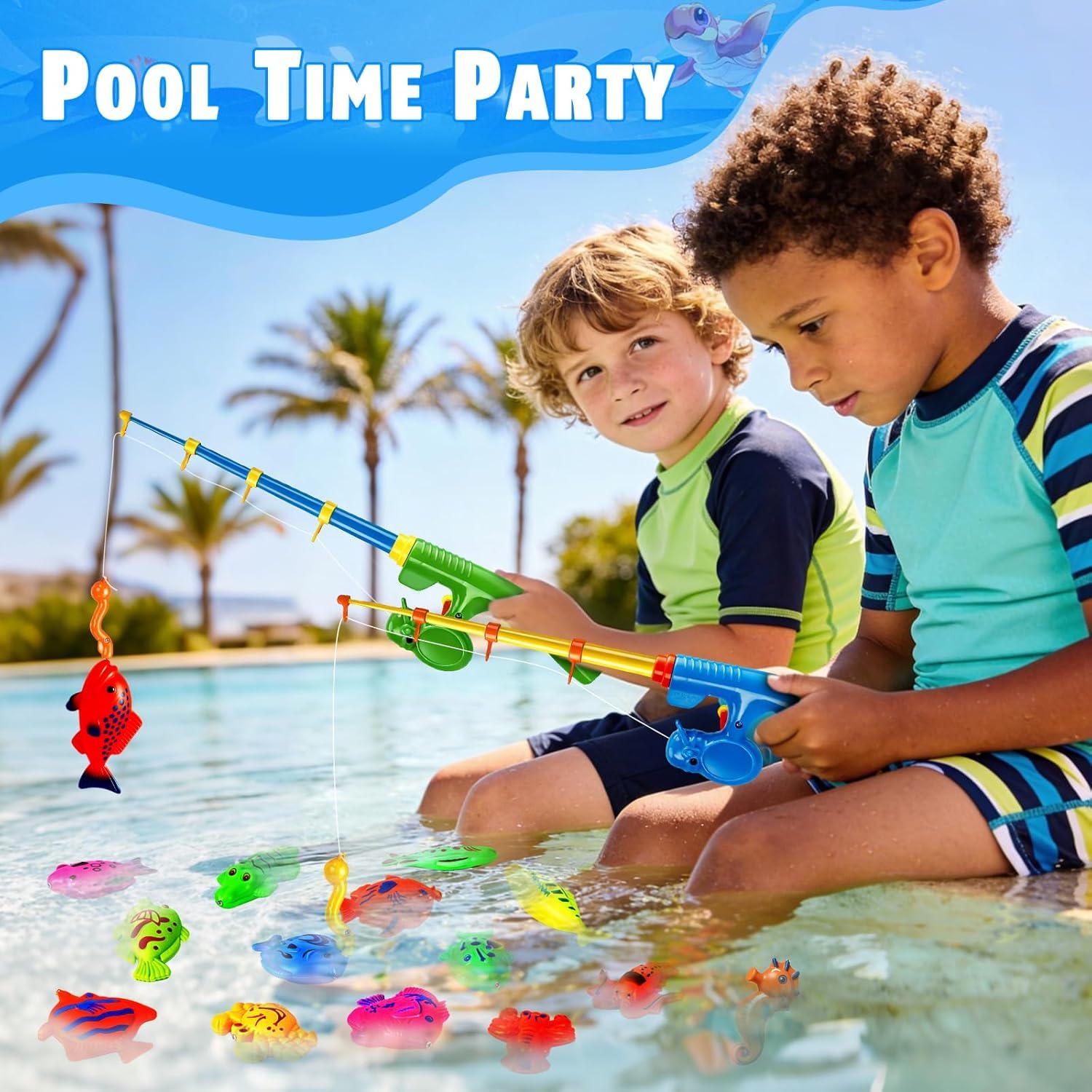 30 Pcs. Angelspiel Magnetisch Wasserspielzeug Kinder Outdoor Pool Spielzeug Kinder ab 3 4 5 Jahre Badewannenspielzeug Badespielzeug Gartenspielzeug für Kinderpool/Planschbecken/Strand