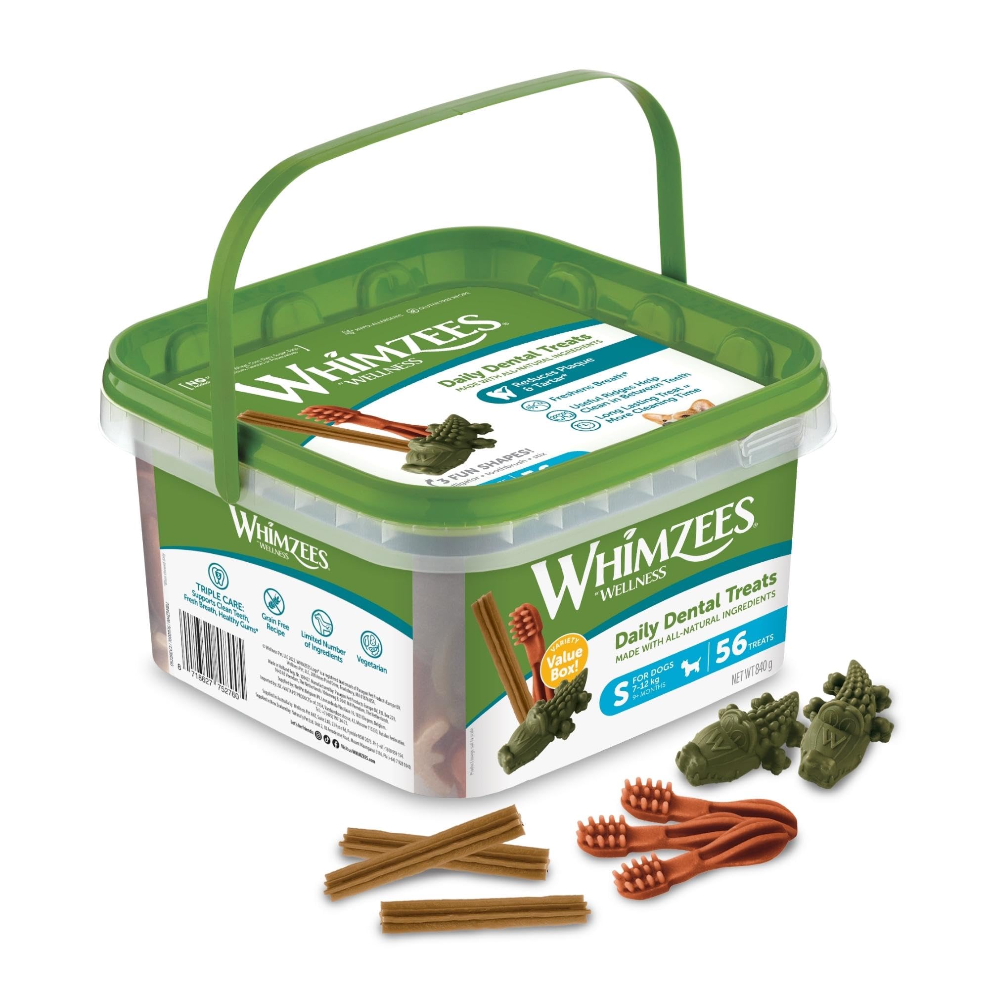 WHIMZEES Natürliche Getreidefreie Zahnpflegesnacks, Kaustangen für Hunde, Gemischte Vielfaltsbox, L, 14 x 60 g