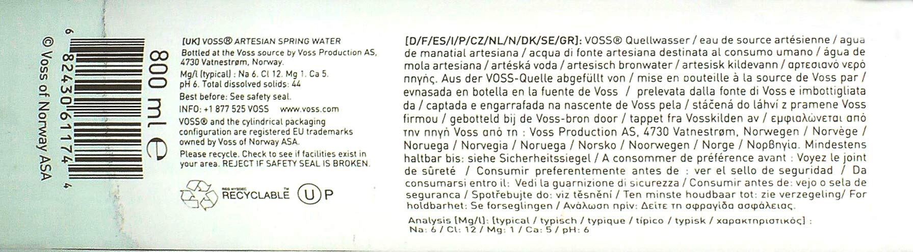 Voss STILL Gletscher Wasser in Glasflasche 0,8 Liter