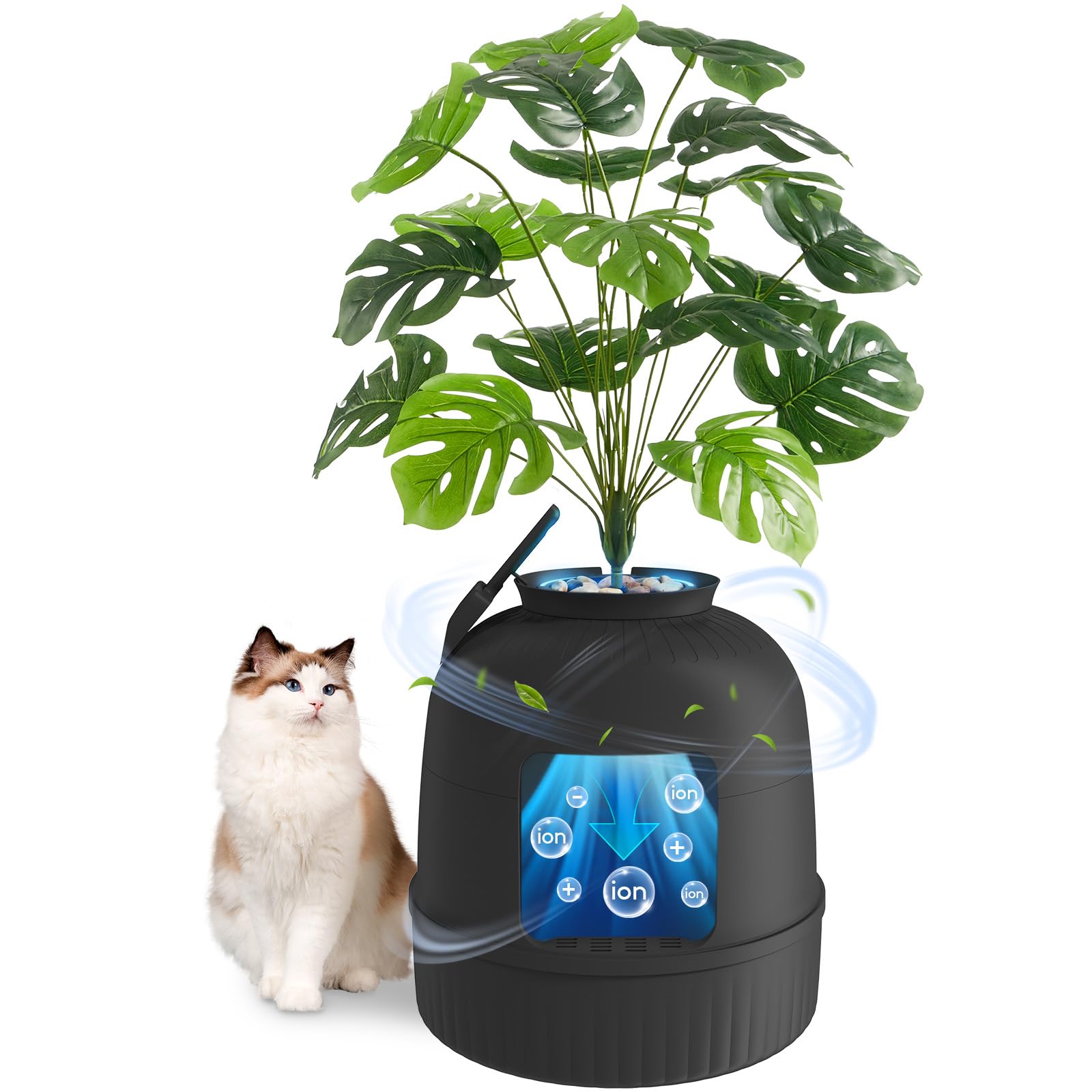 Lifewit Katzenklo Blumentopf mit Pflanze & Schaufel, Katzenklo Versteckt, Katzentoilette XXL mit Geruchskontrolle & Kohlefilter, Wohnzimmer, Schlafzimmer, Ecke, Weiß