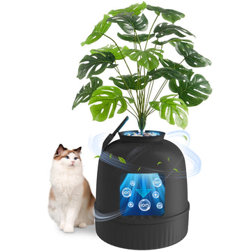 Lifewit Katzenklo Blumentopf mit Pflanze & Schaufel, Katzenklo Versteckt, Katzentoilette XXL mit Geruchskontrolle & Kohlefilter, Wohnzimmer, Schlafzimmer, Ecke, Weiß