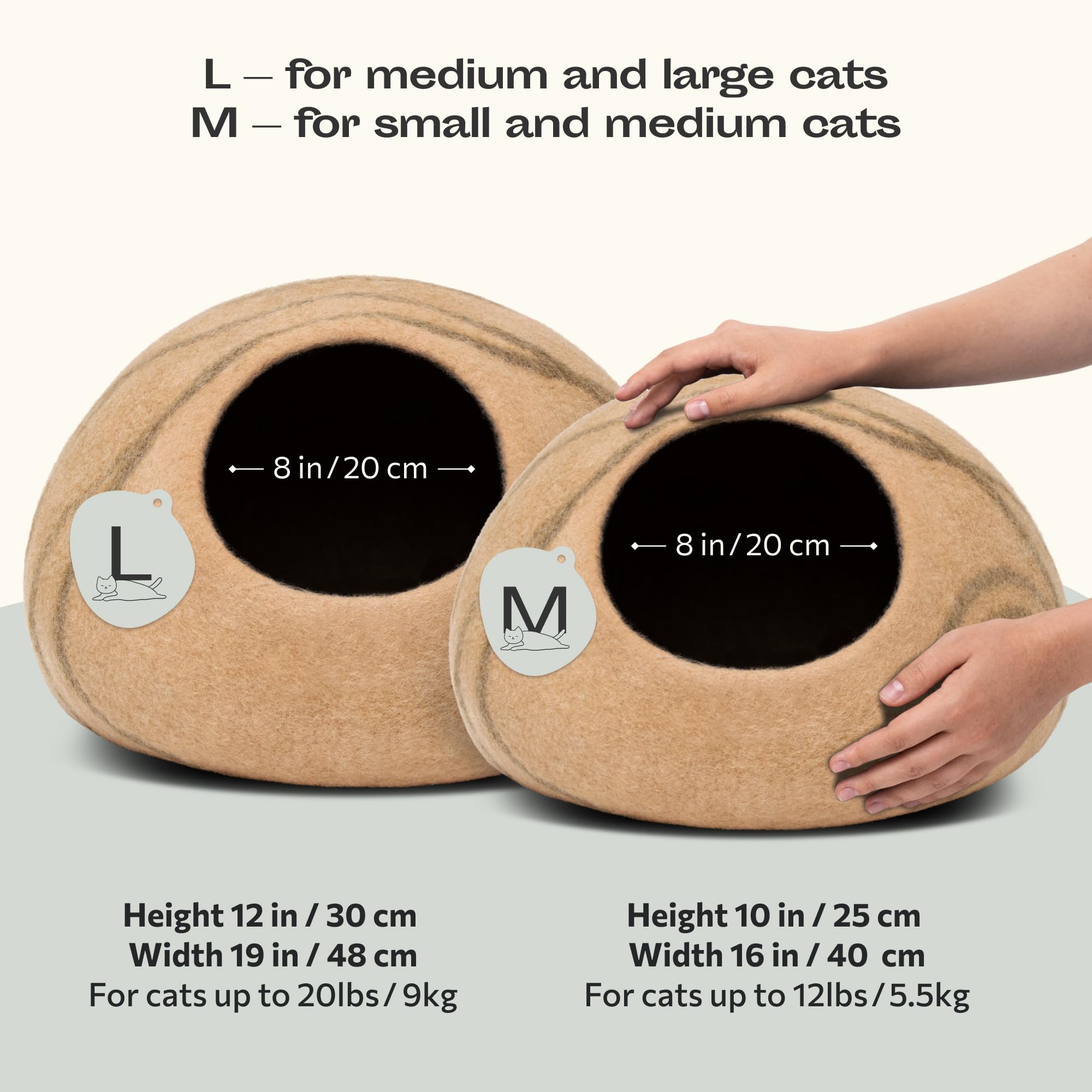 MEOWFIA Katzenbett aus Merinowolle – Handgefilztes, Umweltfreundliches Katzenbett für Katzen & Kätzchen – Weiches Schlafbett, Warm im Winter & Kühl im Sommer, Stilvolles Design