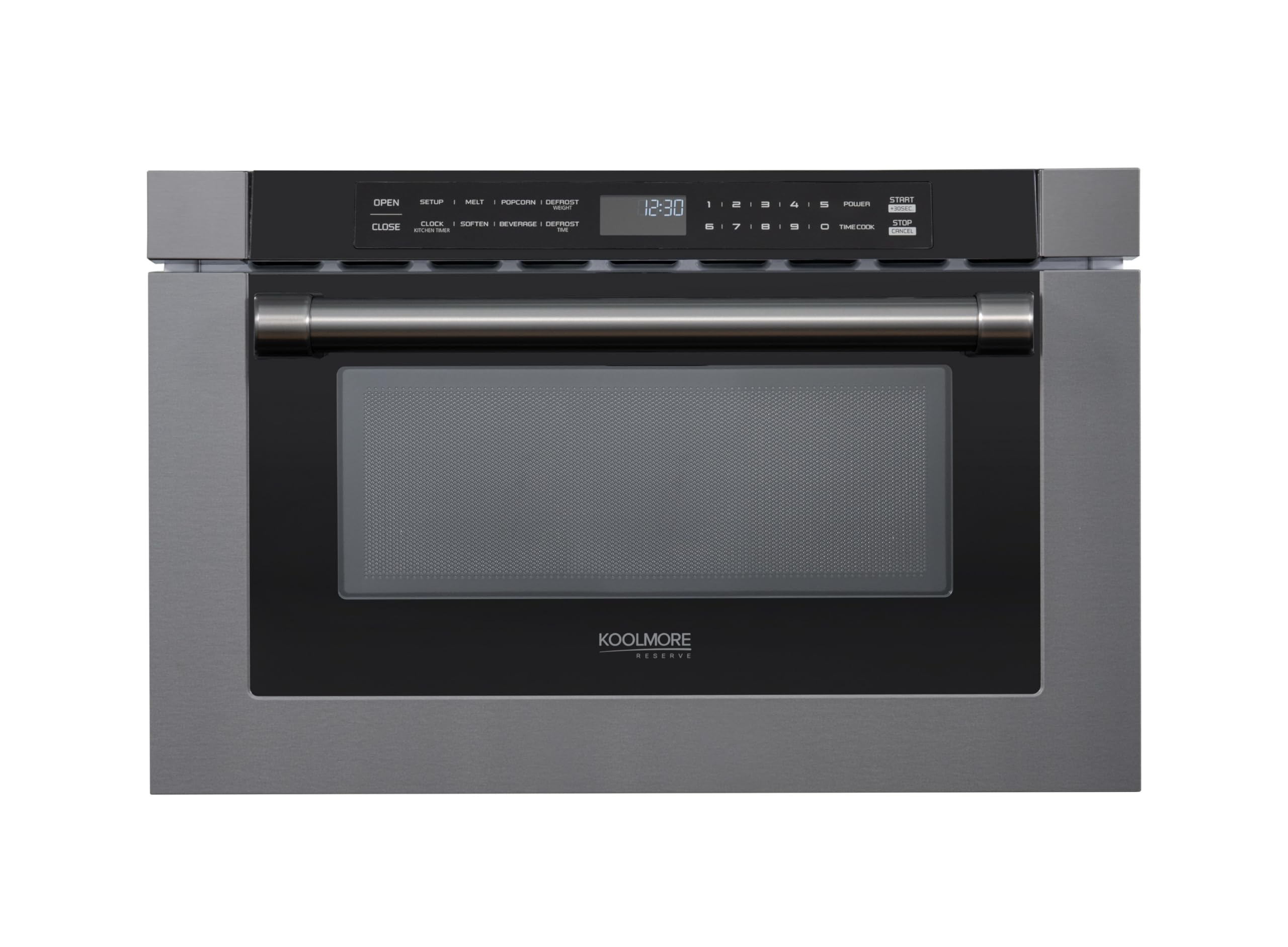 KoolMore Reserve Built-in Microwave Convection Oven with Air Fry, 3-in-1 Combo, Sensor Cook, Soft-Close Door, Stainless Steel, 24 in. / 1.6 cu. ft. with NEMA 5-20P Plug in Black