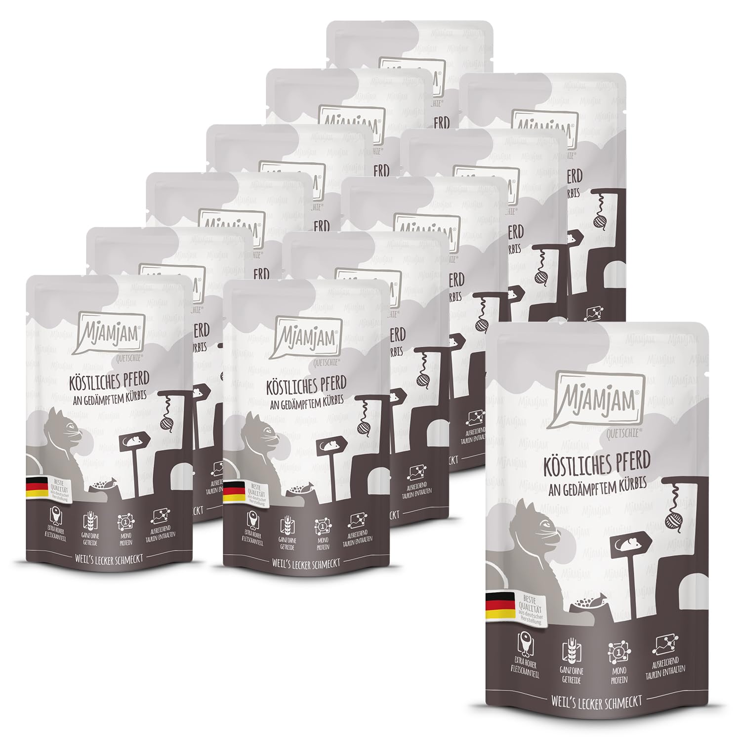 MjAMjAM - Premium Nassfutter für Katzen - saftiges Huhn an leckeren Möhrchen, 6er Pack (6 x 400 g), getreidefrei mit extra viel Fleisch