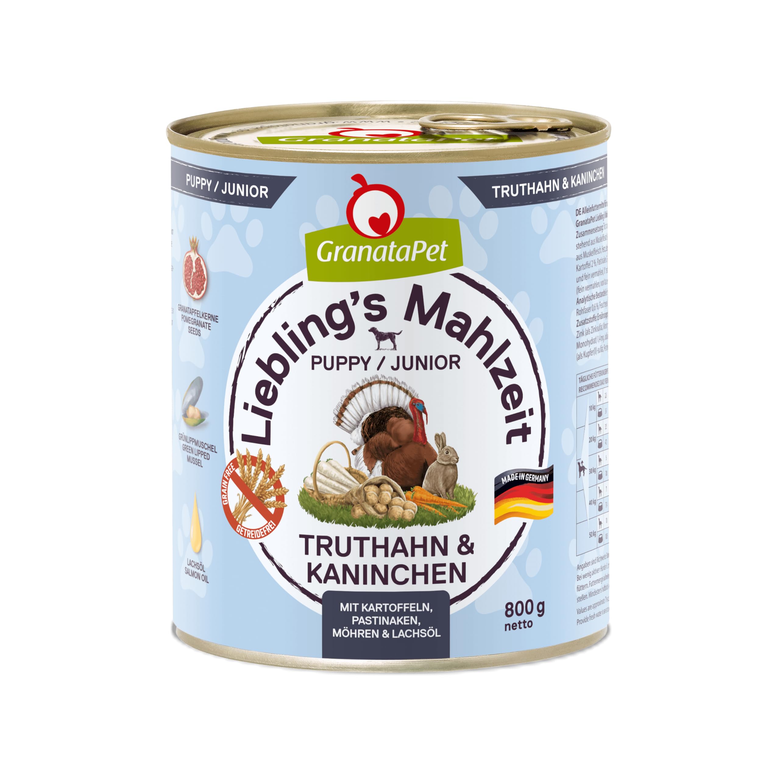 GranataPet Liebling's Mahlzeit Multipack 2, Nassfutter für Hunde im Probierpaket, Alleinfuttermittel ohne Getreide, Hundefutter mit hohem Fleischanteil & hochwertigen Ölen, 6 x 800 g