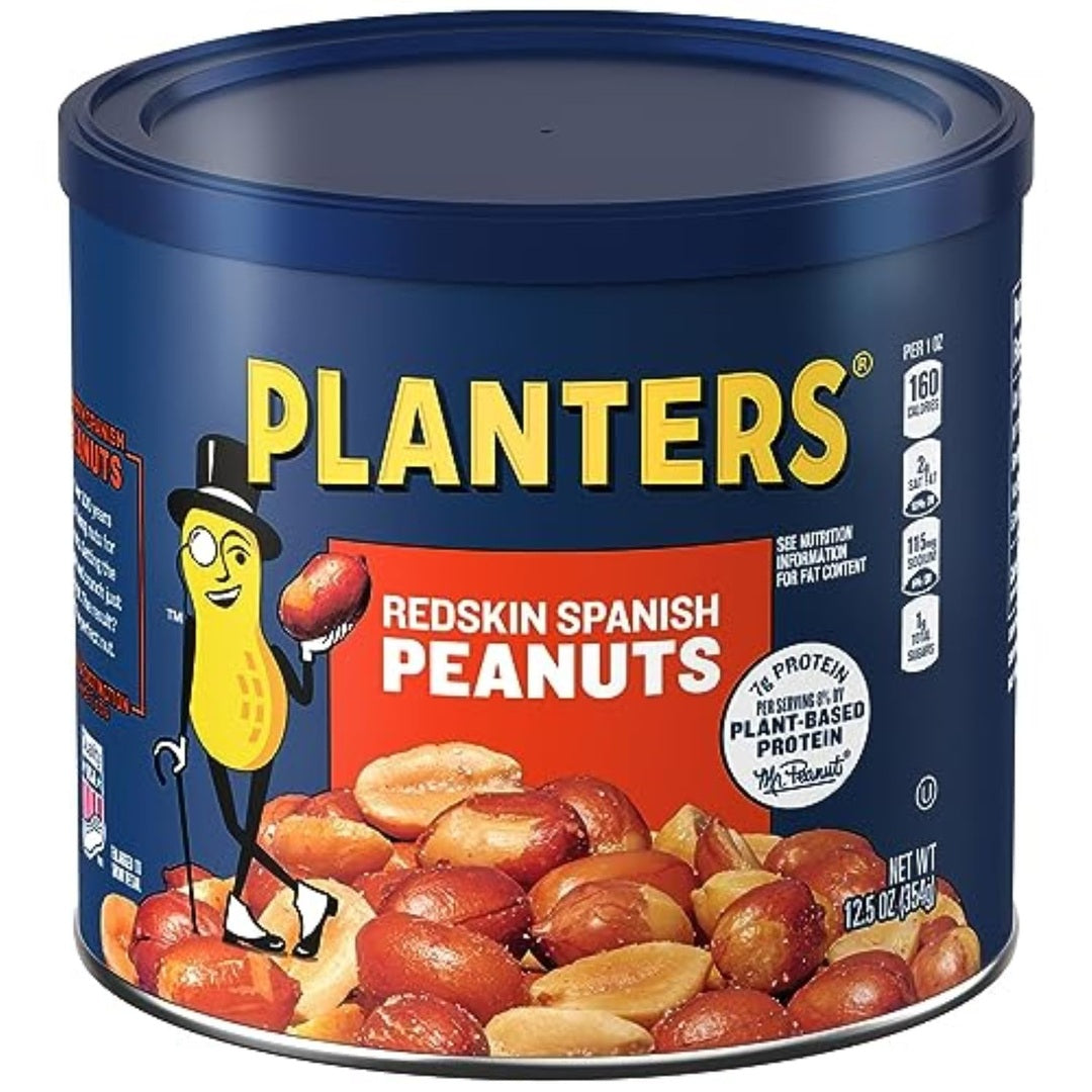 PLANTERS Redskin Spanish Peanuts, Roasted Salted Peanuts 12.5 oz Jars (Pack of 6)