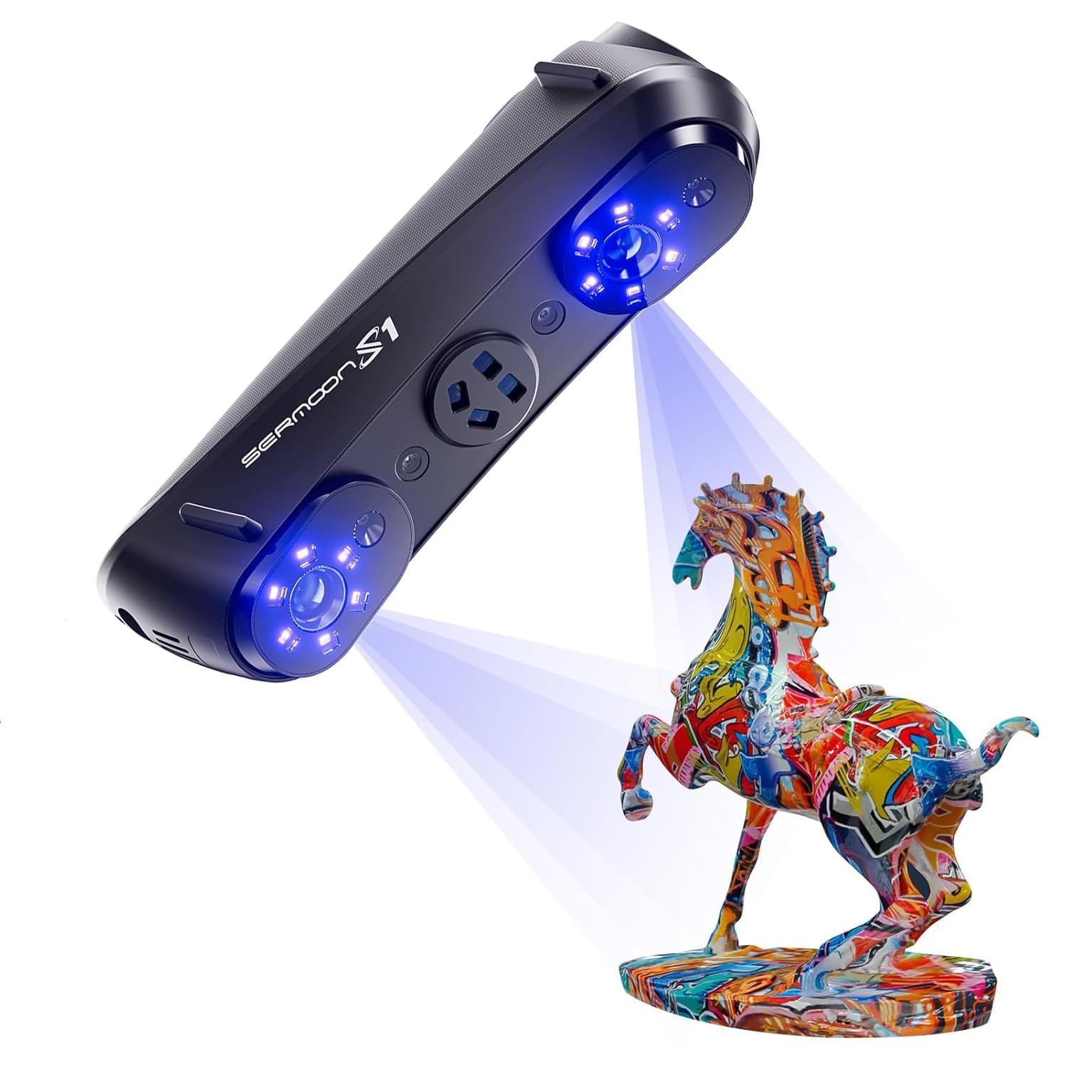 Creality 3D Scanner Sermoon S1 for Engineering Printing, 1+7+34 Blue Laser Handheld Scanner with 90FPS Scan Range (5mm-4m) & 0.02mm Accuracy, Deep Hole Detection 0.1mm, Compatible with Windows/macOS