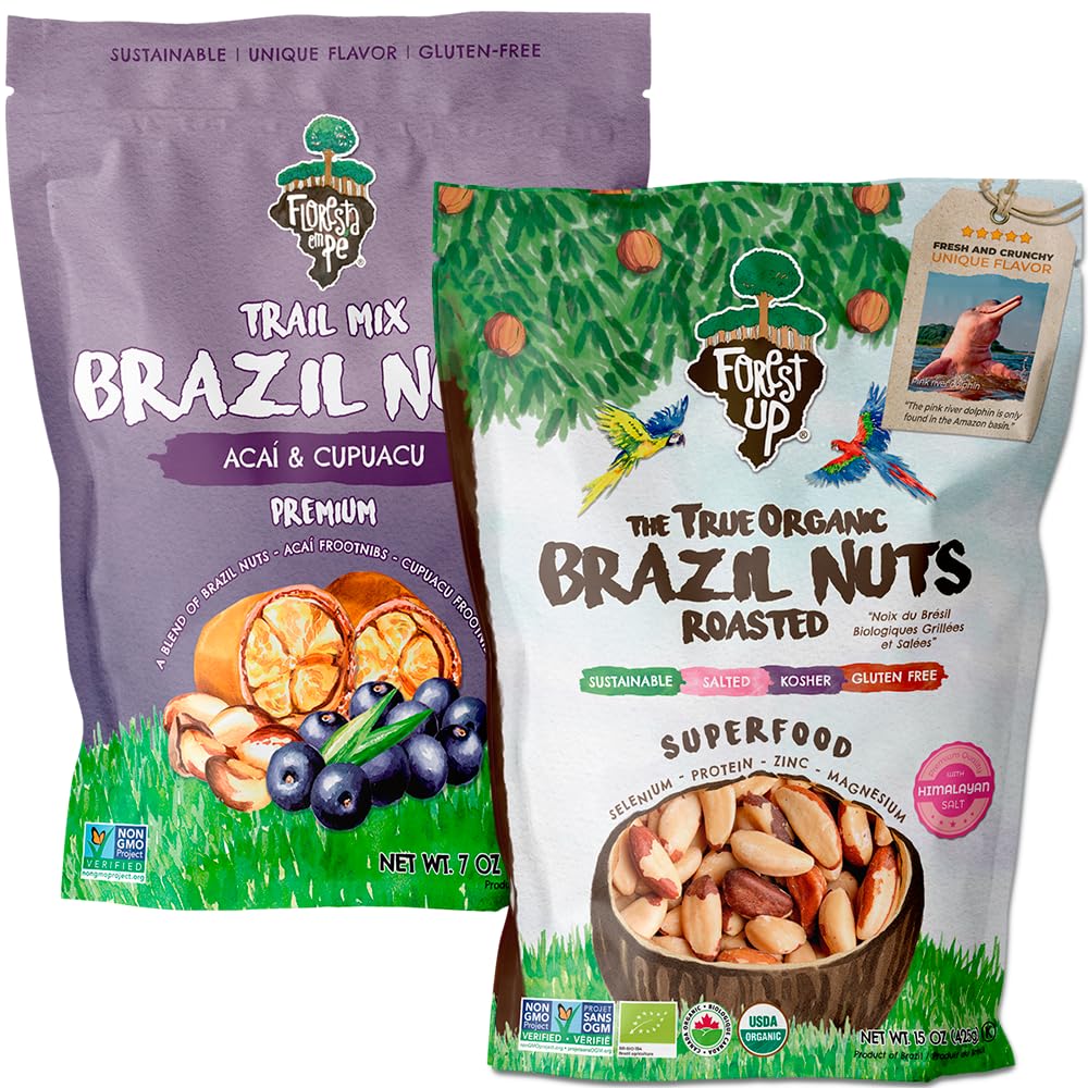 Snack The True Organic Brazil Nuts 15 oz – Raw and Unsalted – Kosher – Healthy – Rich in Vegetable Protein – Harvested in Amazon Rainforest – Fresh, Vegan, and Gluten Free – Forest Up