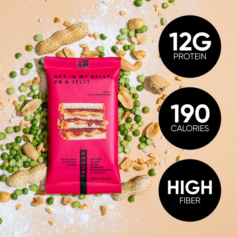 TRUBAR Vegan Protein Bars - Soy Free, Dairy Free, Gluten Free Protein Bars - No Sugar Alcohols - Non-GMO - 12g of Protein - It's Mint To Be Chip - 12 Count