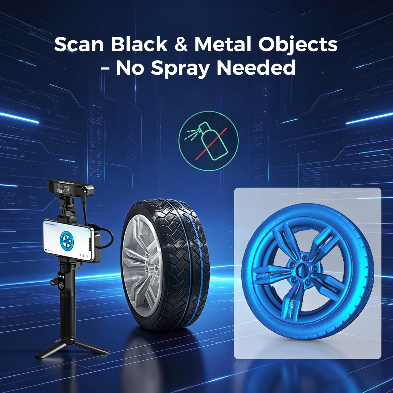3D Scanner Creality Ferret Pro 0.1mm Accuracy Handheld Scanner with Wireless Scanning Anti-Shake Tracking Fast Full-Color Scan for iOS/Android Phone PC Win 10/11