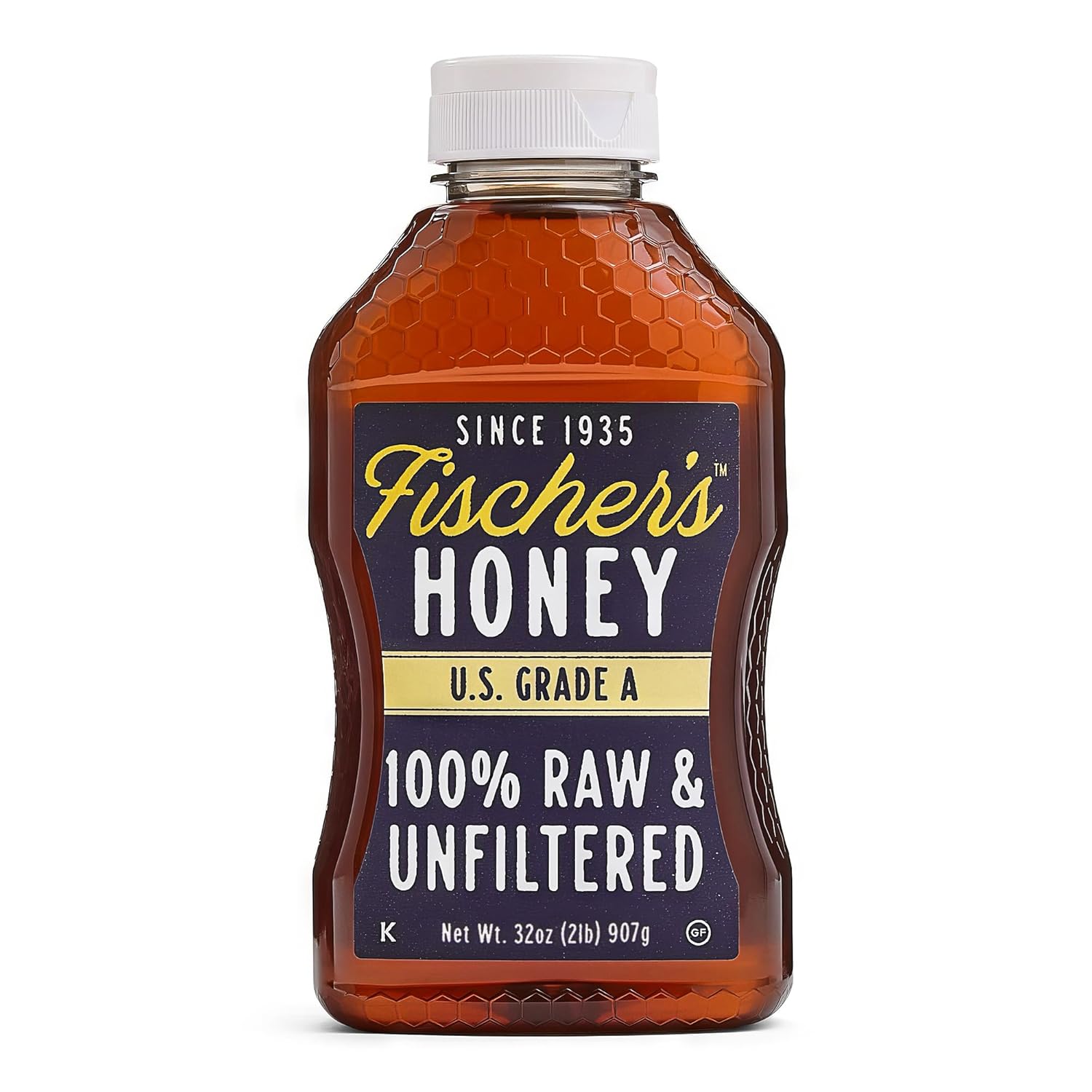 Fischer's 100% Pure, Raw & Unfiltered Honey, 40 oz – All-Natural Sweetener – Rich Flavor Profile, Packed with Nutrients