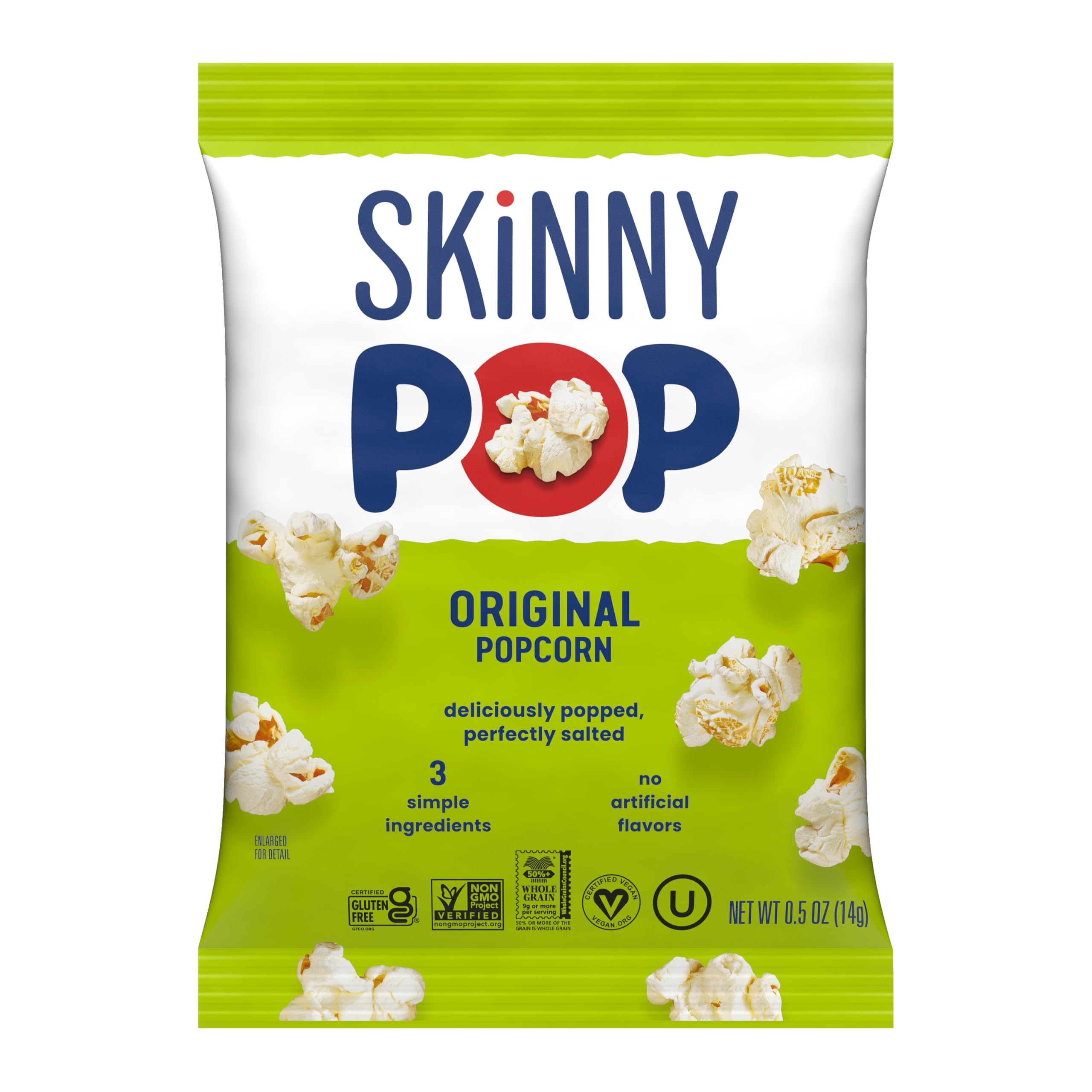 SkinnyPop Popcorn, Original, Whole Grain, Dairy-Free Snack, 0.65oz Bags (30ct)