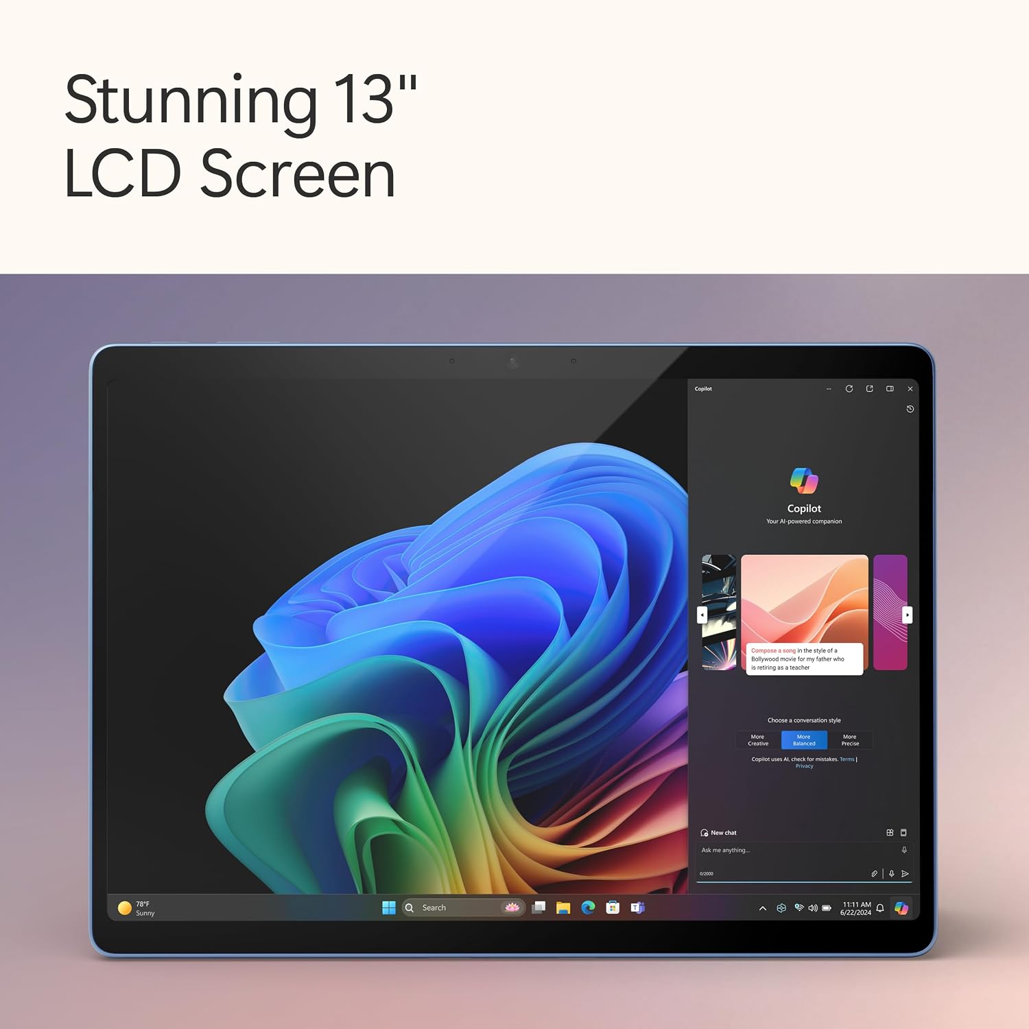 Microsoft Surface Pro 2-in-1 Laptop/Tablet (2024), Windows 11 Copilot+ PC, 13" Touchscreen Display, Snapdragon X Plus (10 Core), 16GB RAM, 512GB Storage, Sapphire