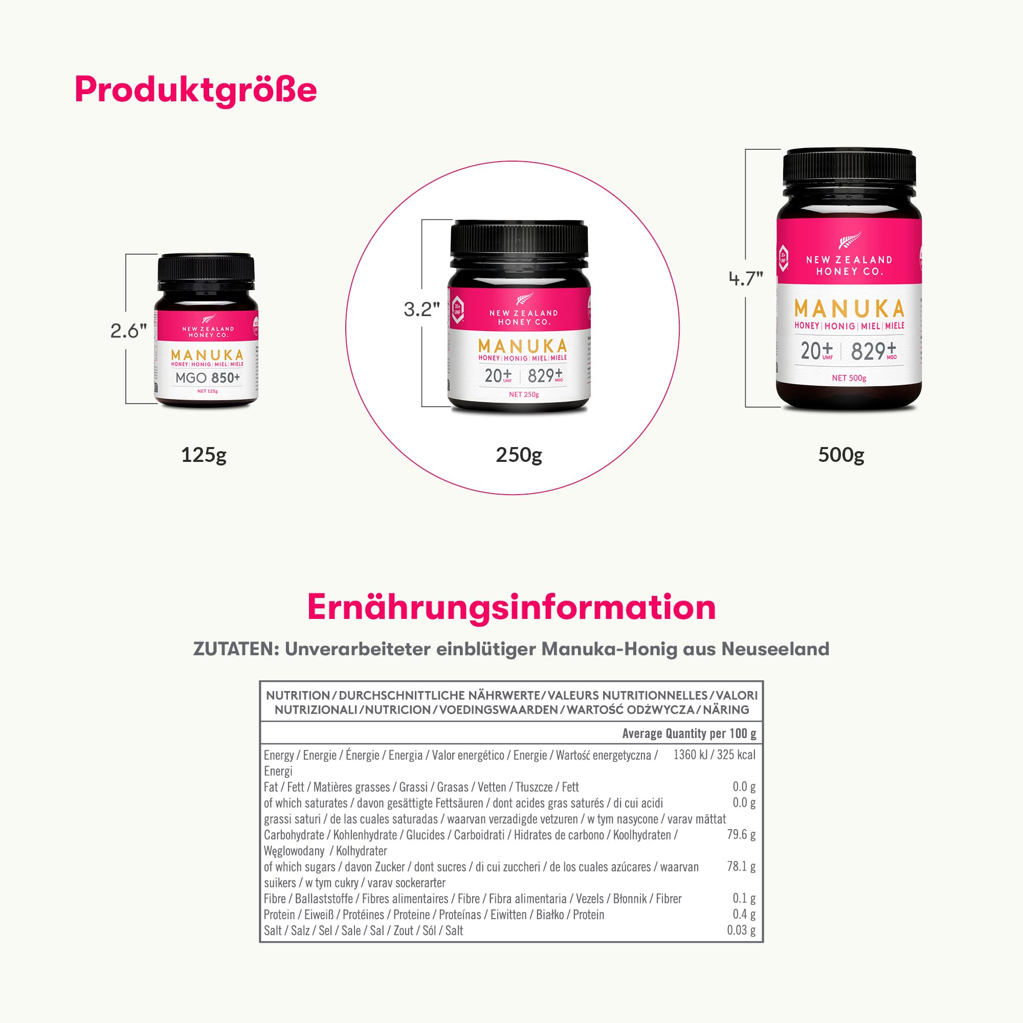 New Zealand Honey Co. Manuka Honig MGO 829+ / UMF 20+ | Aktiv und Roh - Hergestellt in Neuseeland - Zertifiziertem Methylglyoxal Gehalt - 250g - Raw Honey - Rohhonig