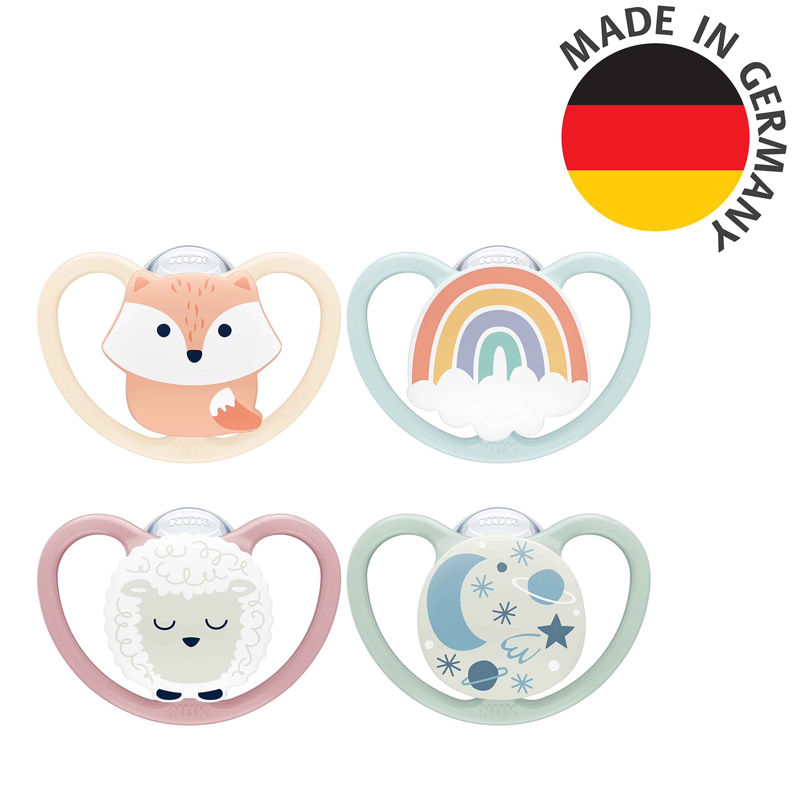NUK Perfect Match Air Day & Night Baby-Schnuller | 0-6 Monate | Leuchtende Schnuller, die Luftzirkulation fördern & Speichelrash verhindern | 95% Baby-Akzeptanz** | Sortiert | 4 Stück