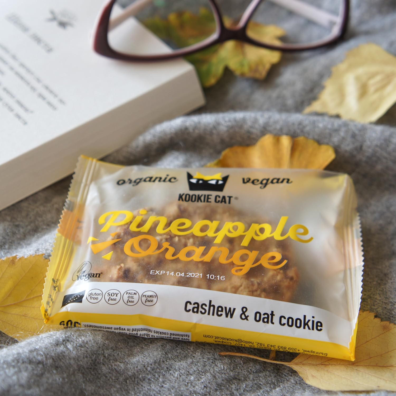 Kookie Cat Vanille Schokochip - Vegane Cookies Einzeln Verpackt, Glutenfrei, Sojafrei, Bio, Cashew & Hafer - 12 X 50g Multipack