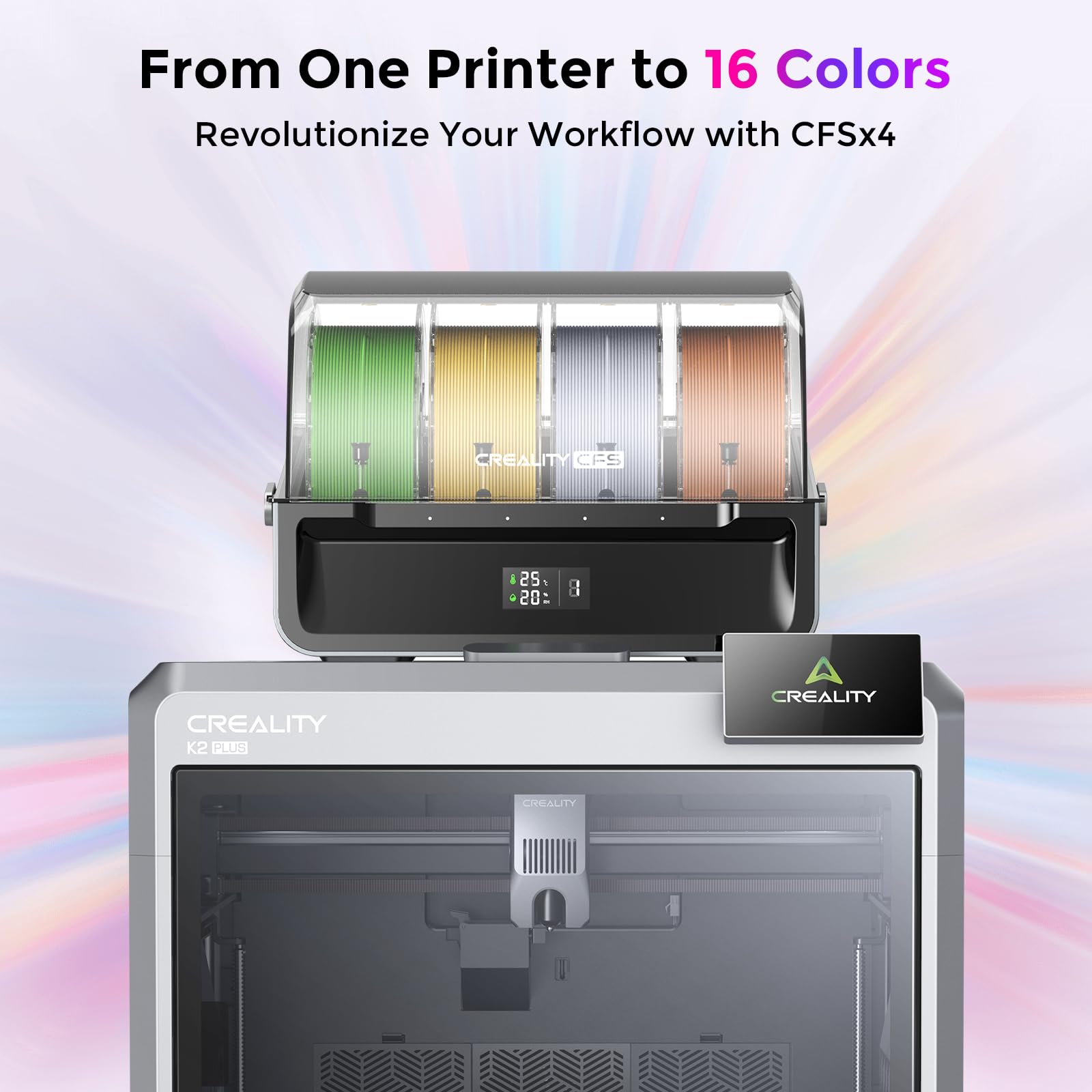 Creality Official K2 Combo(A) 3D Printer, Multi-Color Printing with CFS, 600mm/s High-Speed, AI Cameras, Full Auto-Leveling, Dual Z-Axis, 260x260x260mm Build Volume