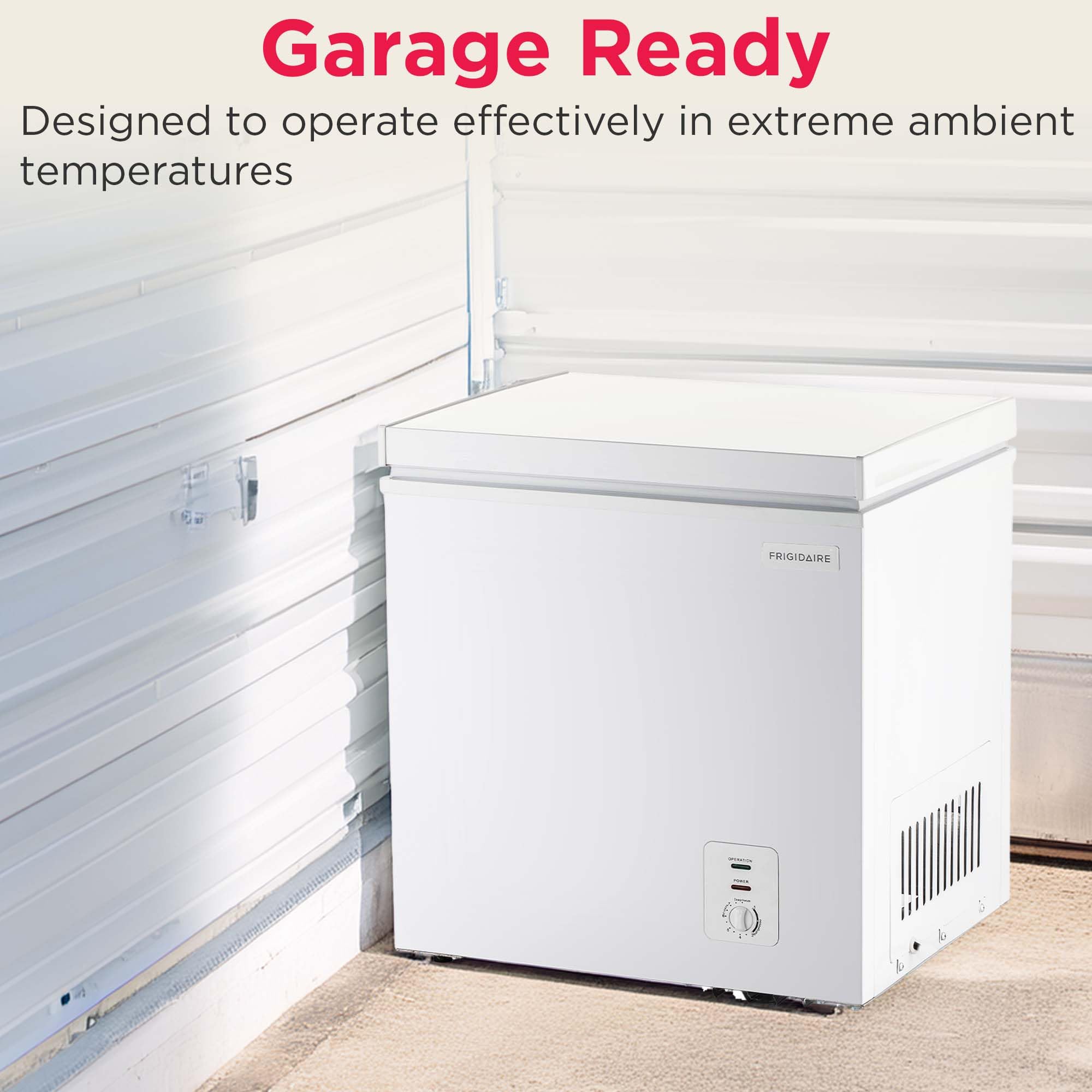 FRIGIDAIRE EFRF7003-BLACK Chest Deep Freezer, 7 Cu. Ft, Black Adjustable Thermostat-Removable Vinyl Coated Wire Basket-Easy Defrost Drain