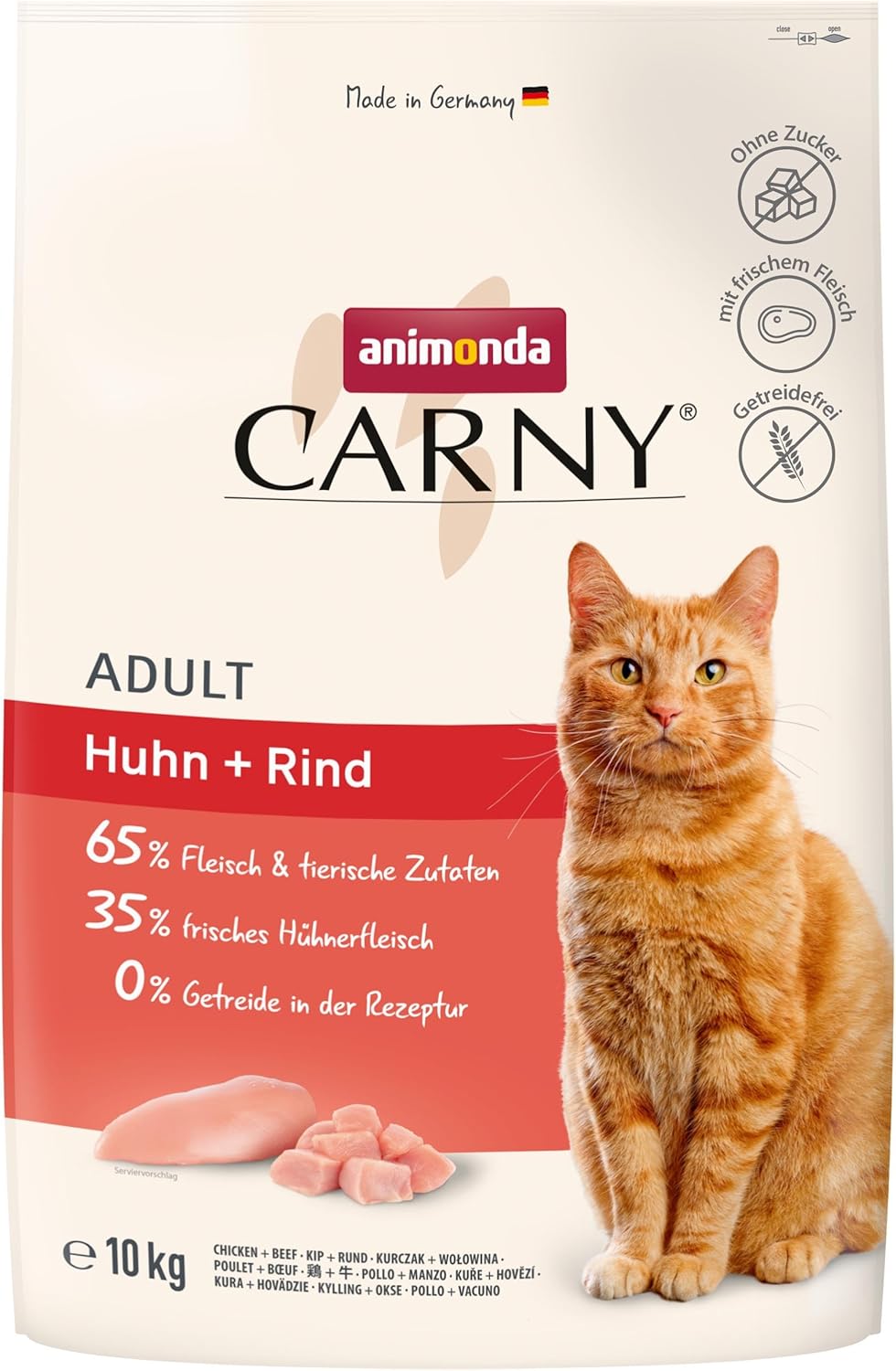 animonda Carny Katzen Trockenfutter Huhn und Rind (1 x 1,75 kg), Trockenfutter für ausgewachsene Katzen ohne Zucker und Getreide, mit frischem Hühnerfleisch und Rinderprotein