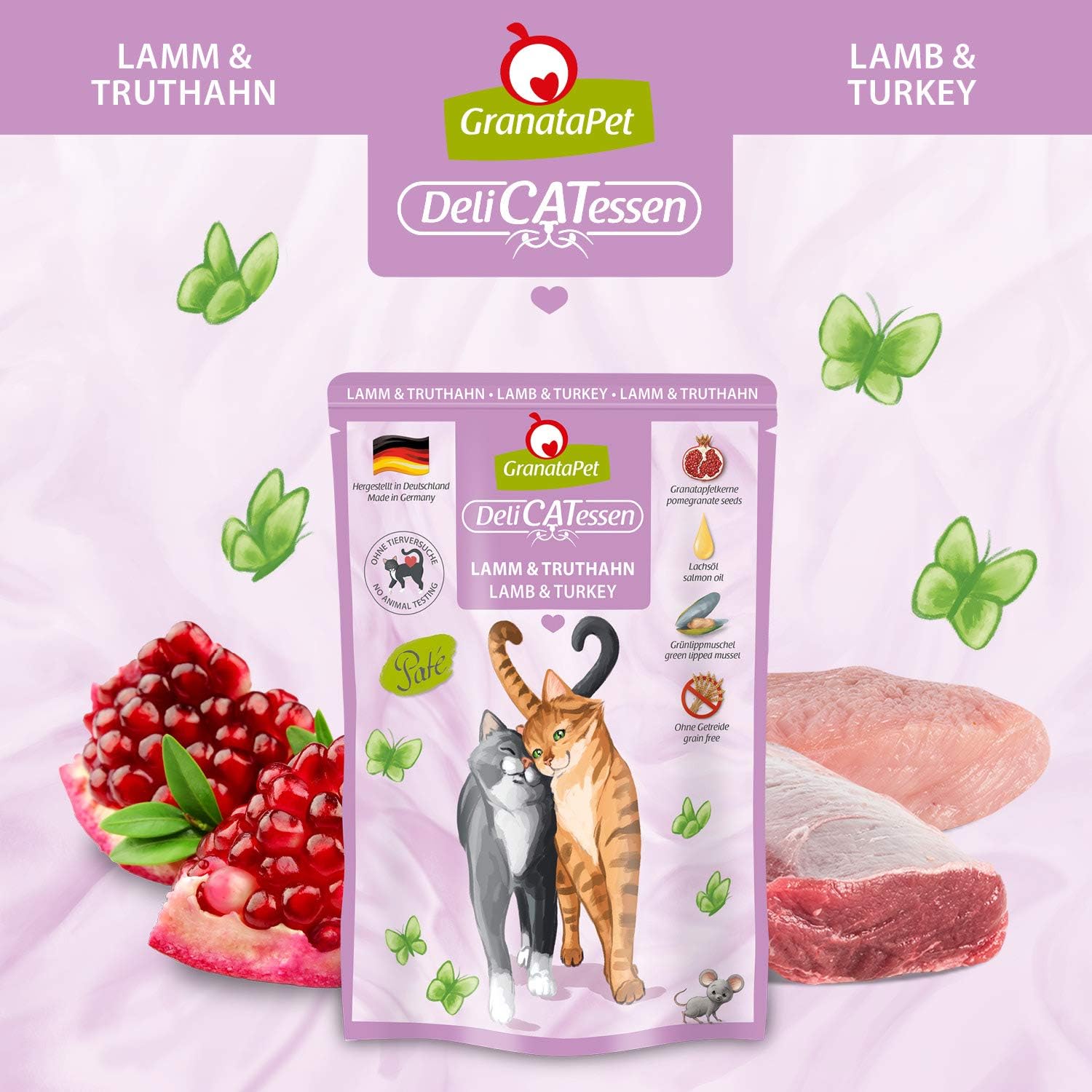 GranataPet DeliCatessen Huhn PUR, Nassfutter für Katzen, Futter ohne Getreide & ohne Zuckerzusätze, Katzenfutter mit hohem Fleischanteil & hochwertigen Ölen, 6 x 400 g