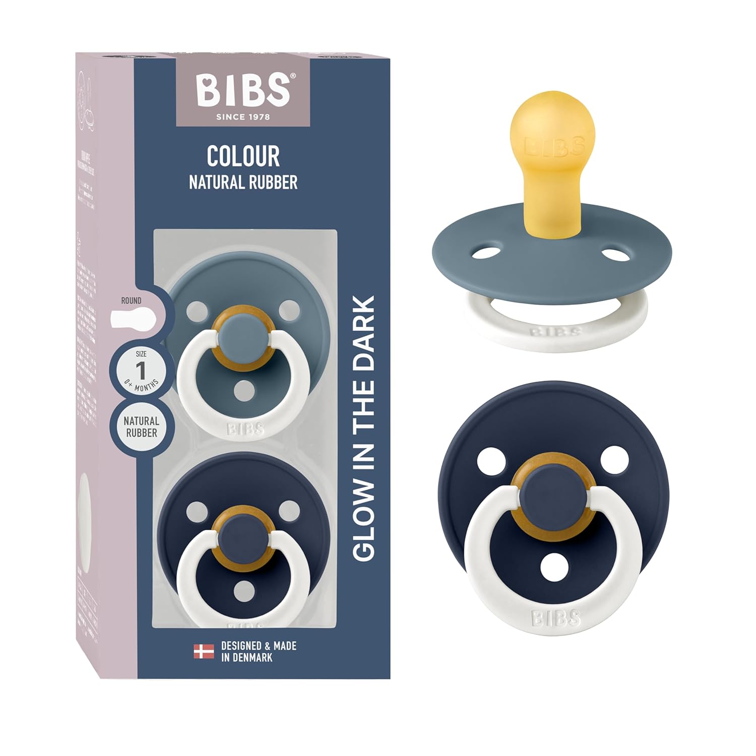 BIBS Colour Schnuller 2er-Pack, BPA-frei, Kirschform Nippel. Naturkautschuk/Latex, Hergestellt in Dänemark. Größe 1 | 0+ Monate | 2-Pack, Ivory/Sage