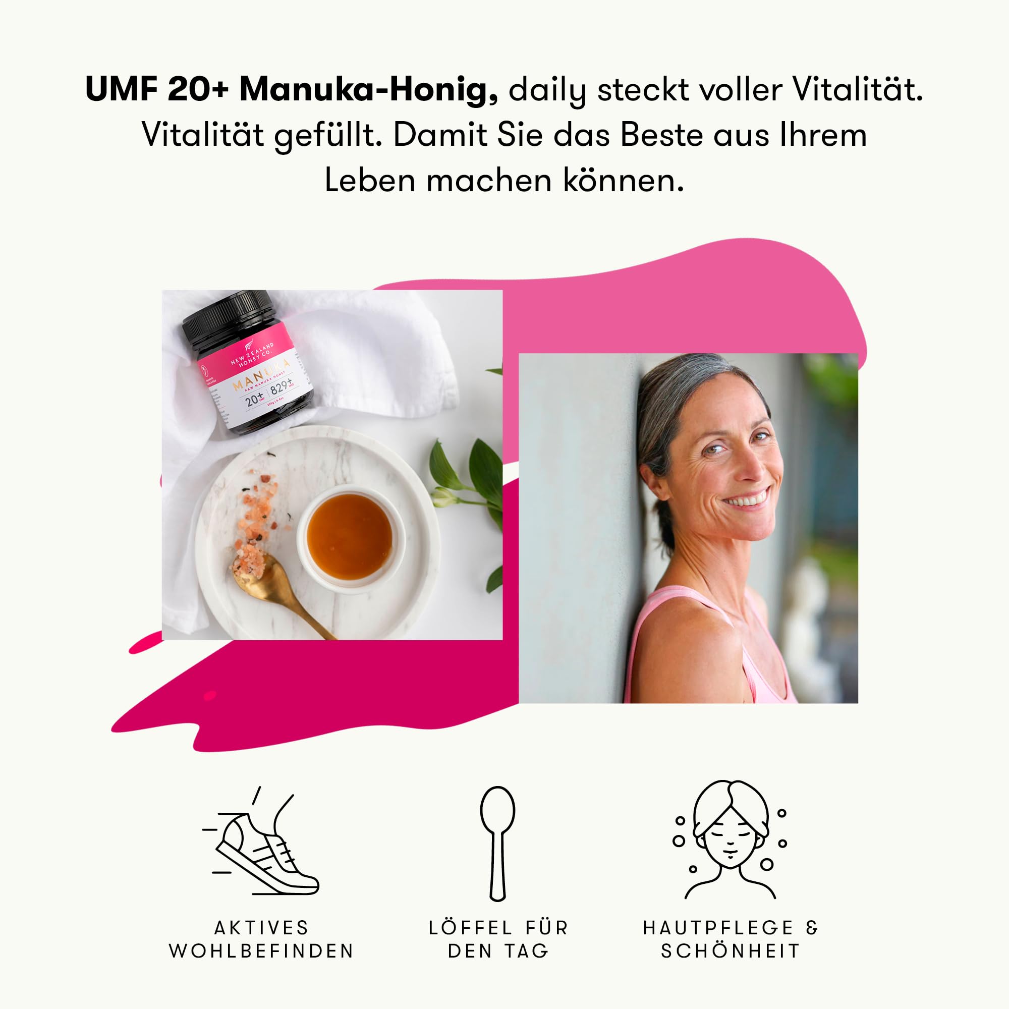 New Zealand Honey Co. Manuka Honig MGO 829+ / UMF 20+ | Aktiv und Roh - Hergestellt in Neuseeland - Zertifiziertem Methylglyoxal Gehalt - 250g - Raw Honey - Rohhonig
