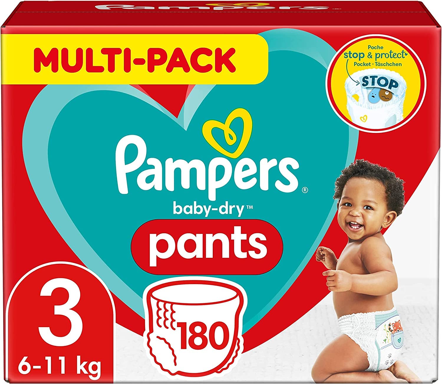 Pampers Baby-Dry Pants Größe 5, 160 Stück, 11kg-17kg, 360° auslaufsichere Passform für Tag und Nacht