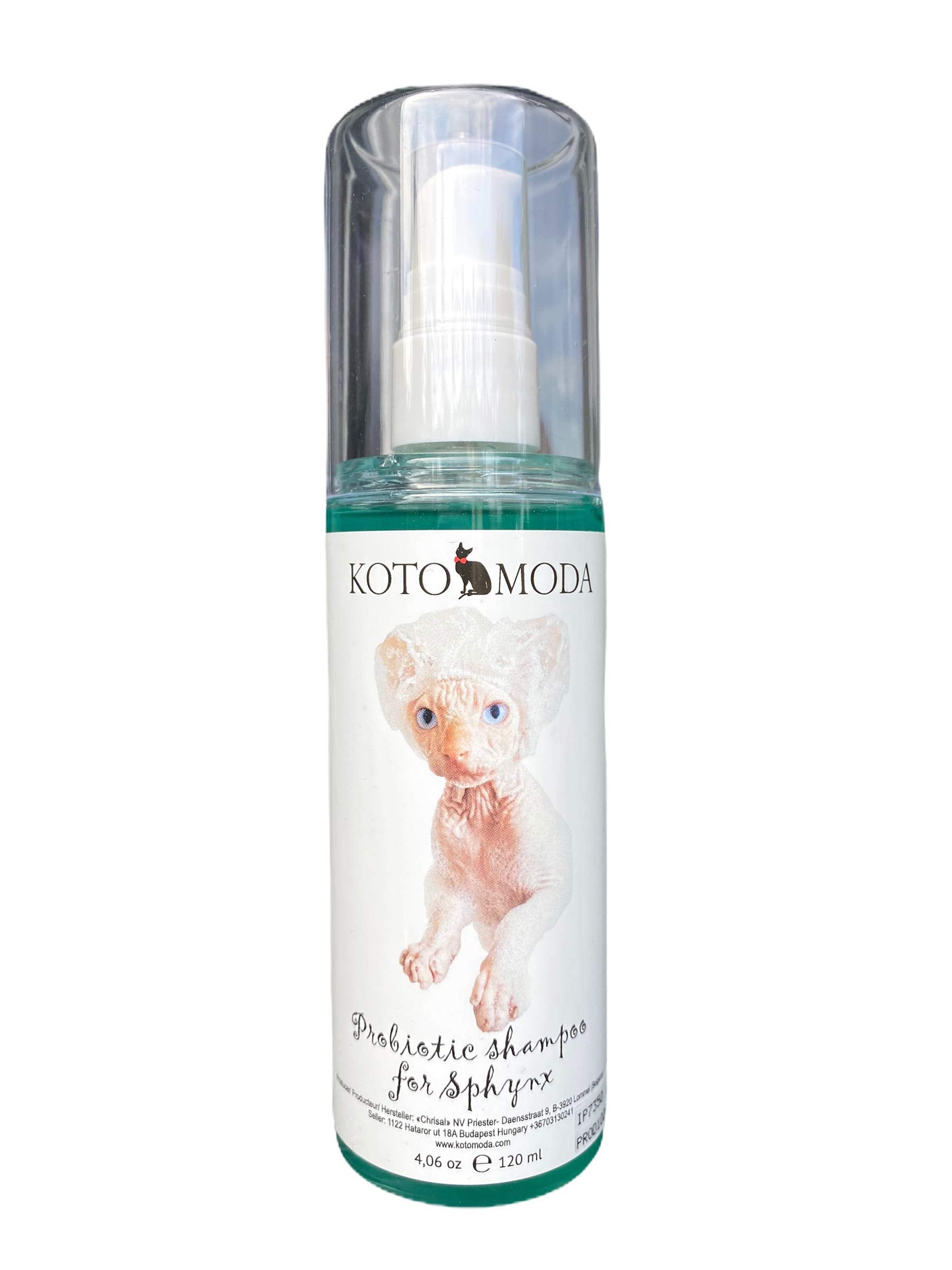 Probiotisches Shampoo für Sphynx-Katzen, sanfter parfümfreier Reiniger für haarlose und kurzhaarige Rassen, pH-balancierte Pflegeformel für empfindliche Haut, 120 ml / 4,06 FL oz